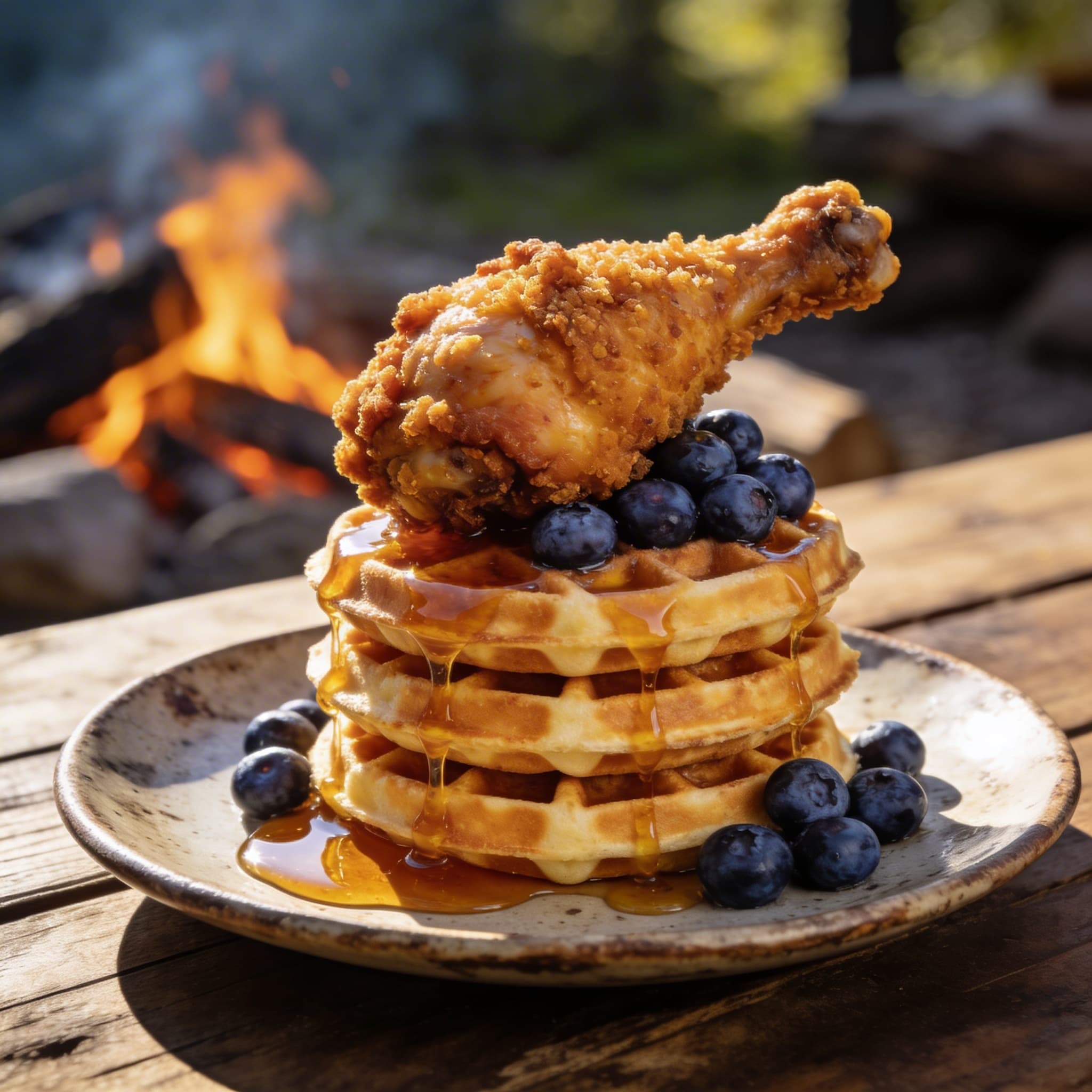 Campfire Chicken & Waffles (Blueberry Lane)