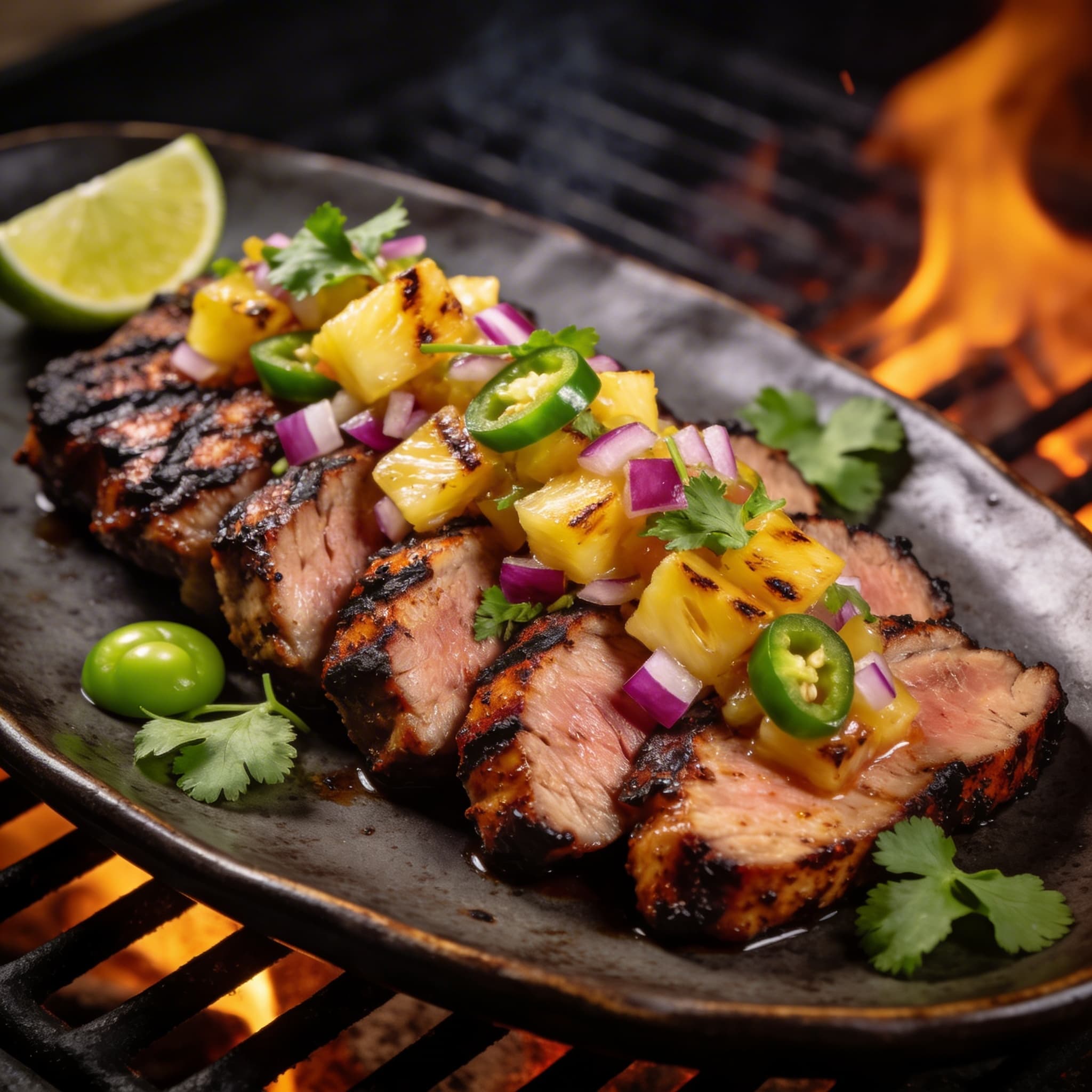 Smoky Chipotle Pork with Charred Pineapple Salsa