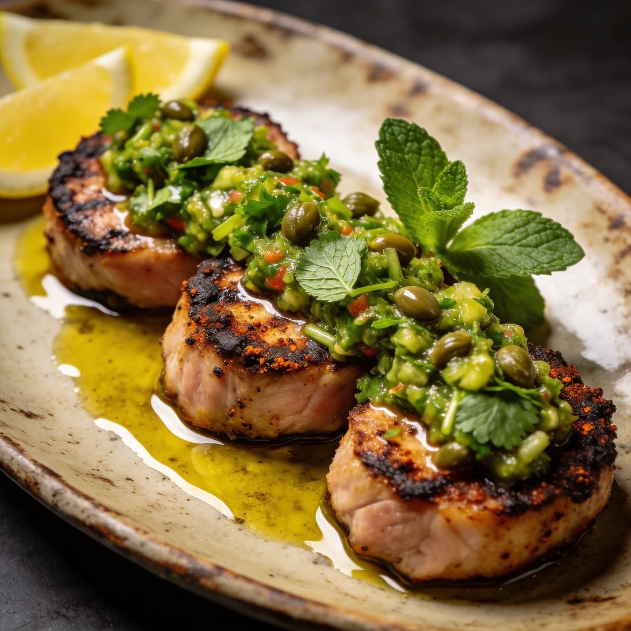 Smoked Paprika Pork with Mediterranean Salsa Verde Dinner