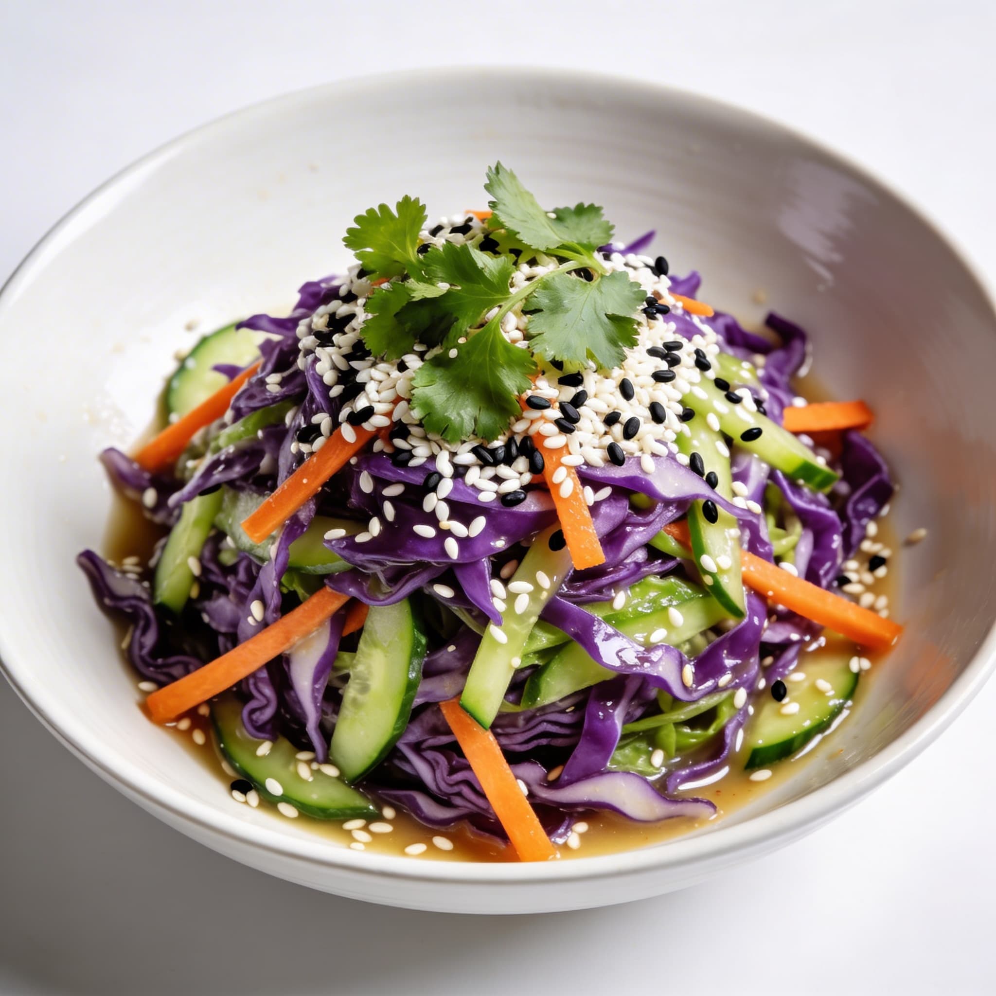 Sesame Ginger Cabbage & Cucumber Slaw