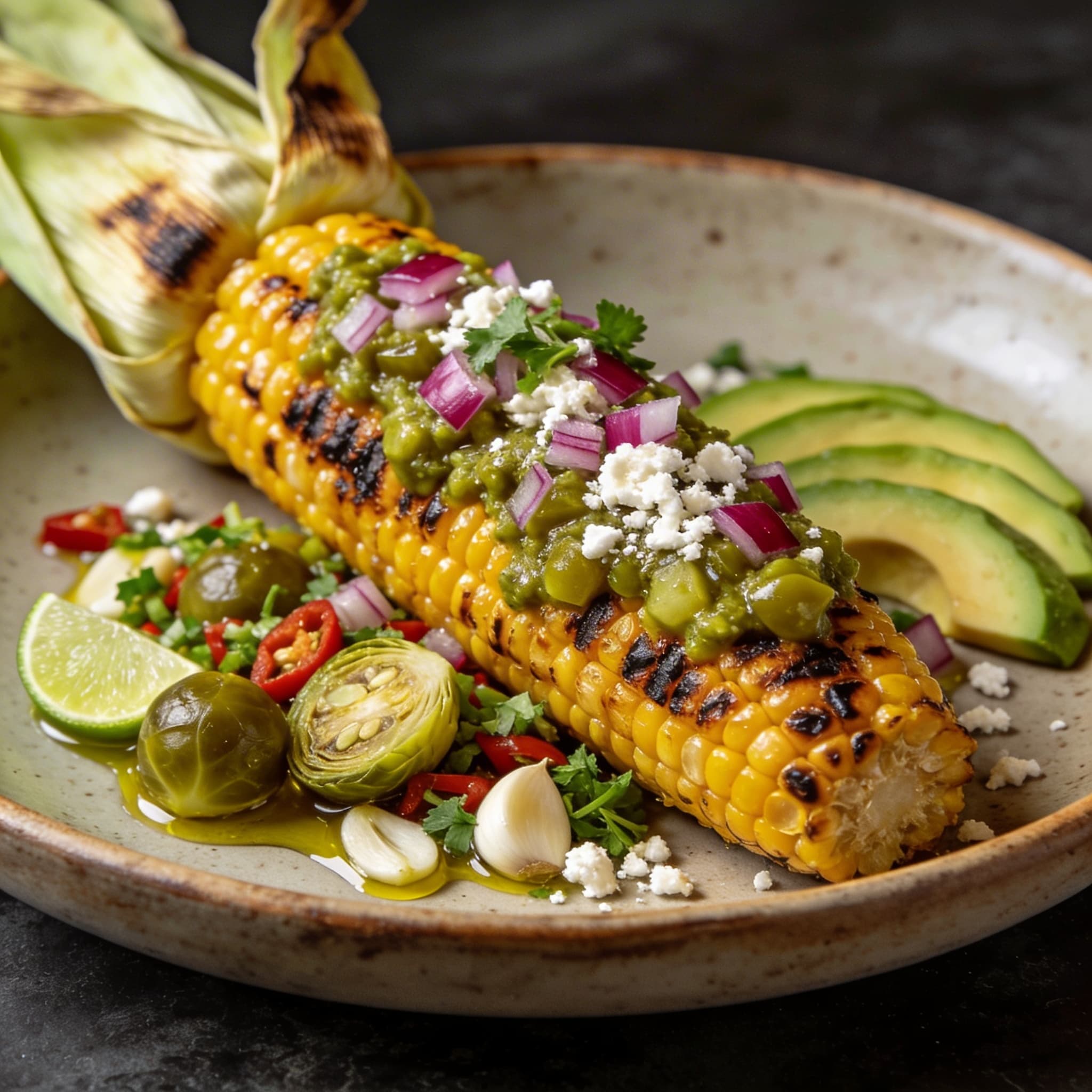 Toasted Maize with Charred Tomatillo Salsa Verde