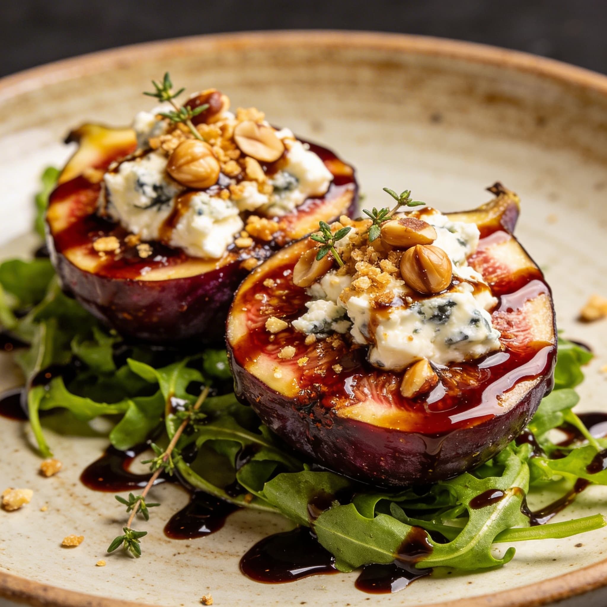 Honey-Seared Figs with Gorgonzola & Toasted Hazelnuts