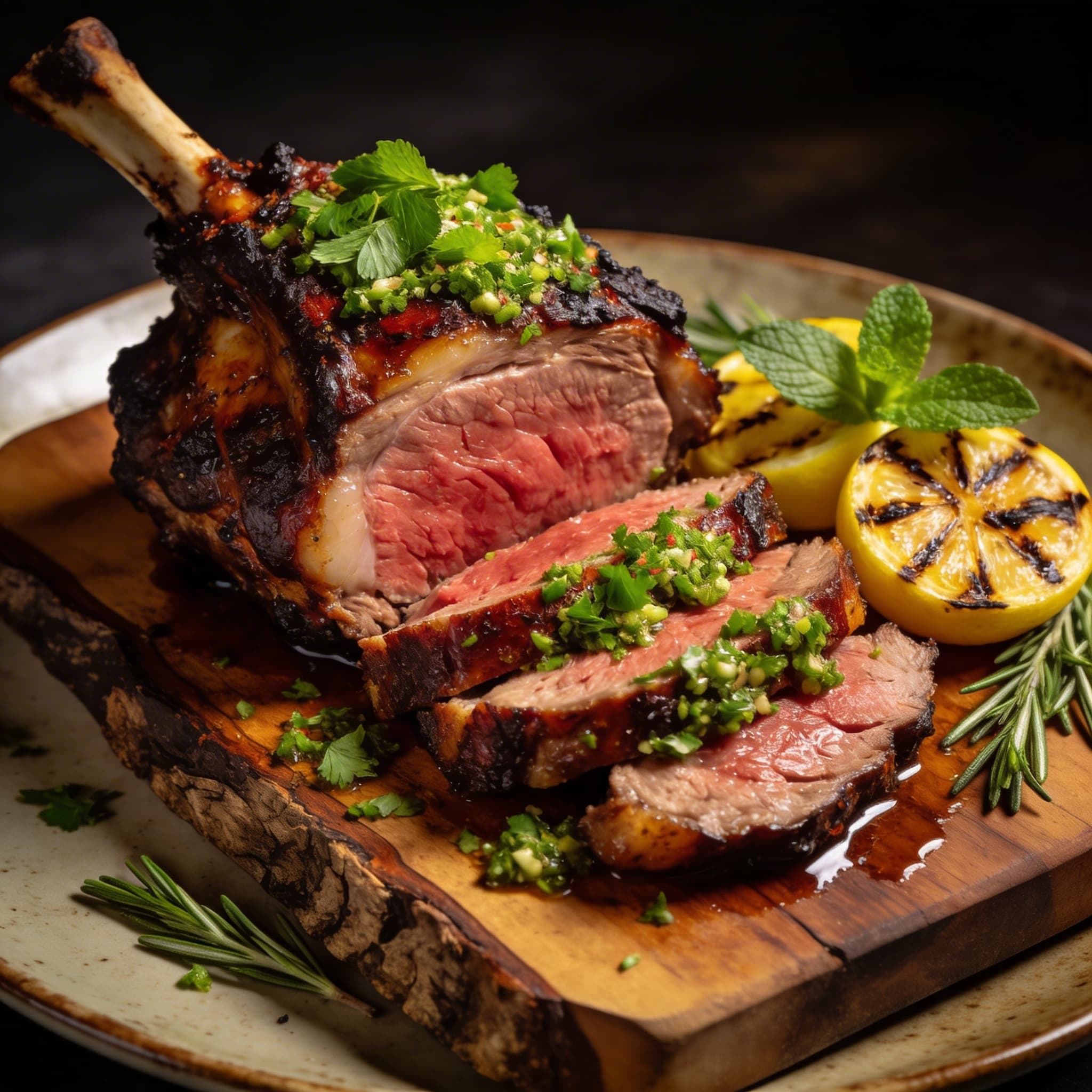 Cherry-Smoked Mediterranean Leg of Lamb with Mint Gremolata