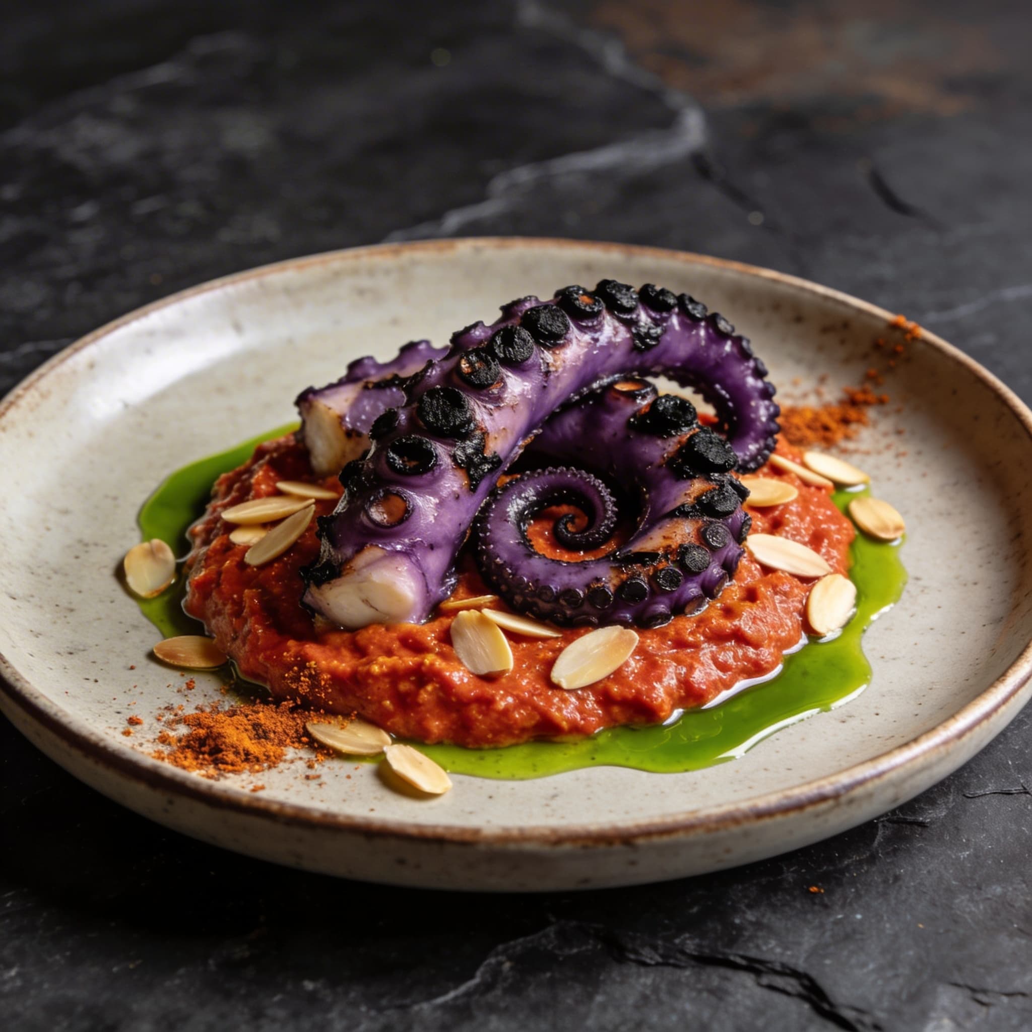 Charred Mediterranean Octopus with Harissa Romesco