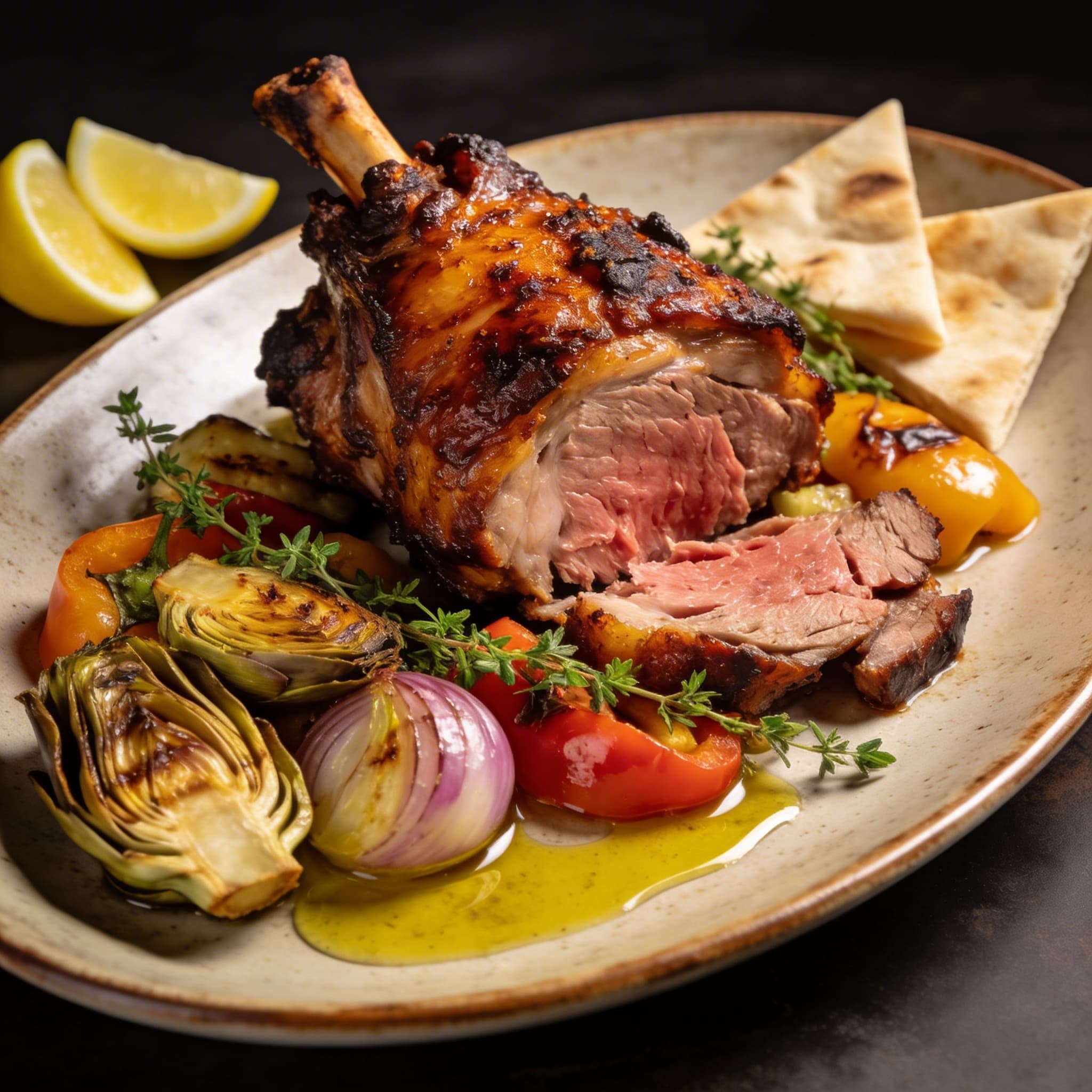 Hickory-Smoked Mediterranean Lamb Shoulder