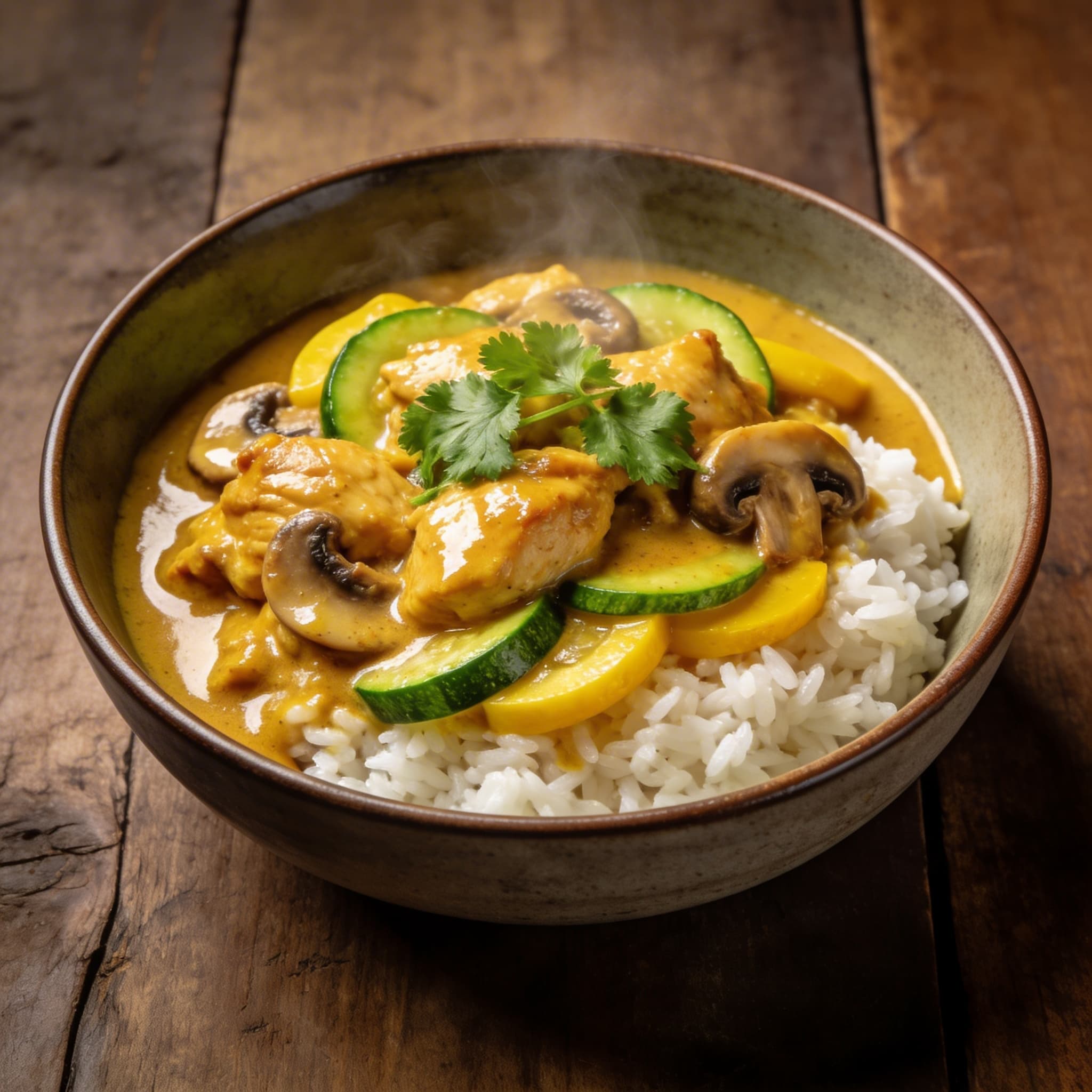 Creamy Curry Chicken & Mushroom over Jasmine Rice