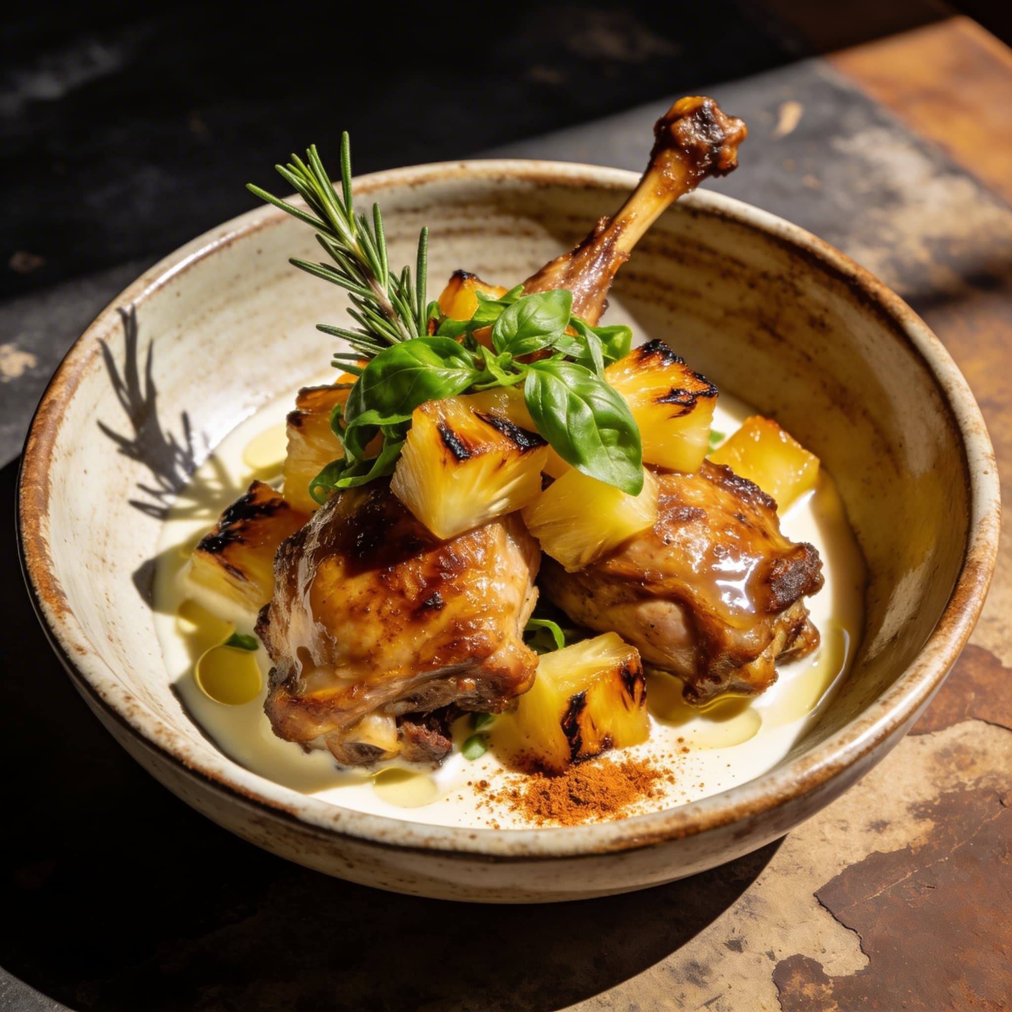 Charred Pineapple & Holy Basil Coniglio in Umido