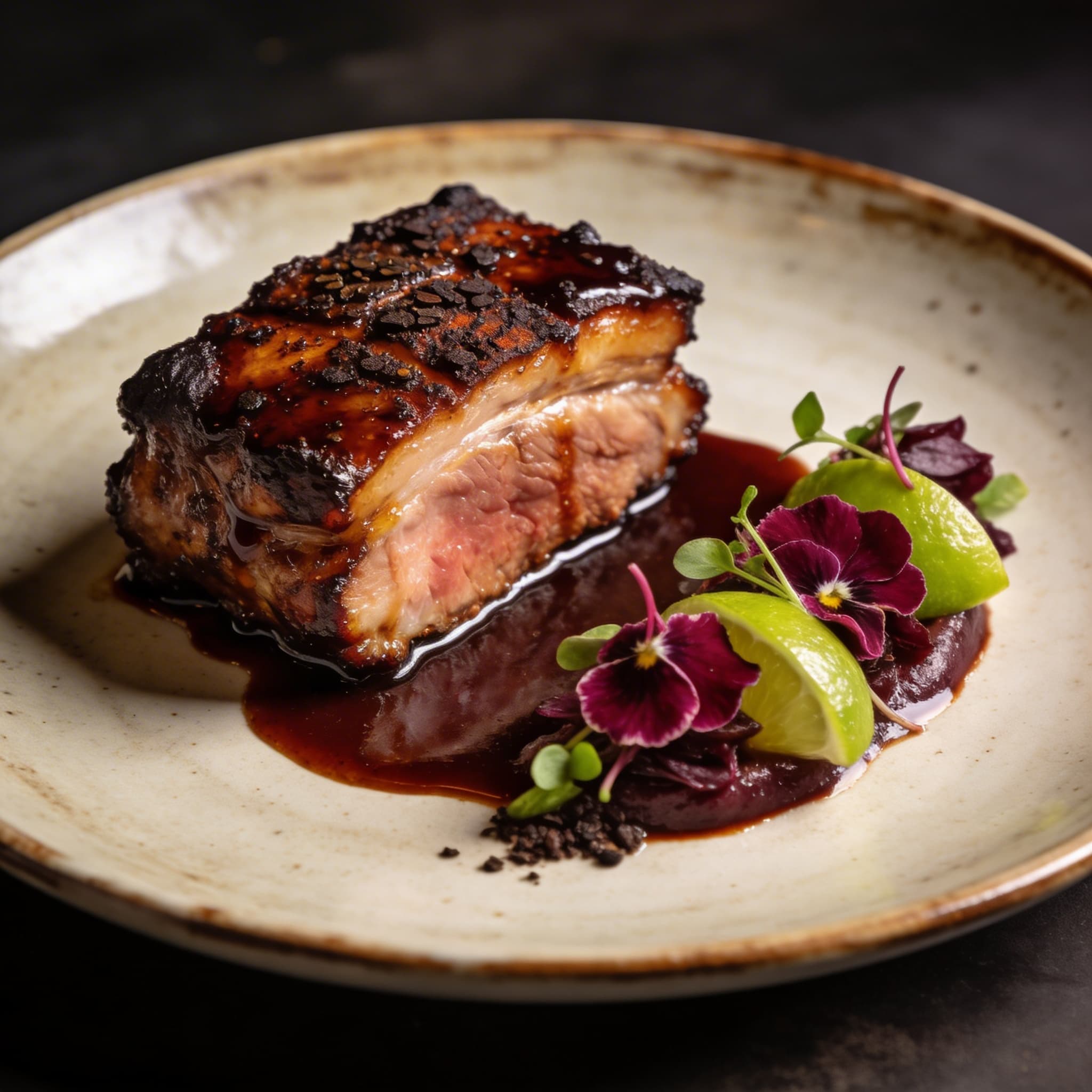 Espresso-Rubbed Smoked Pork with Hibiscus-Lime Glaze