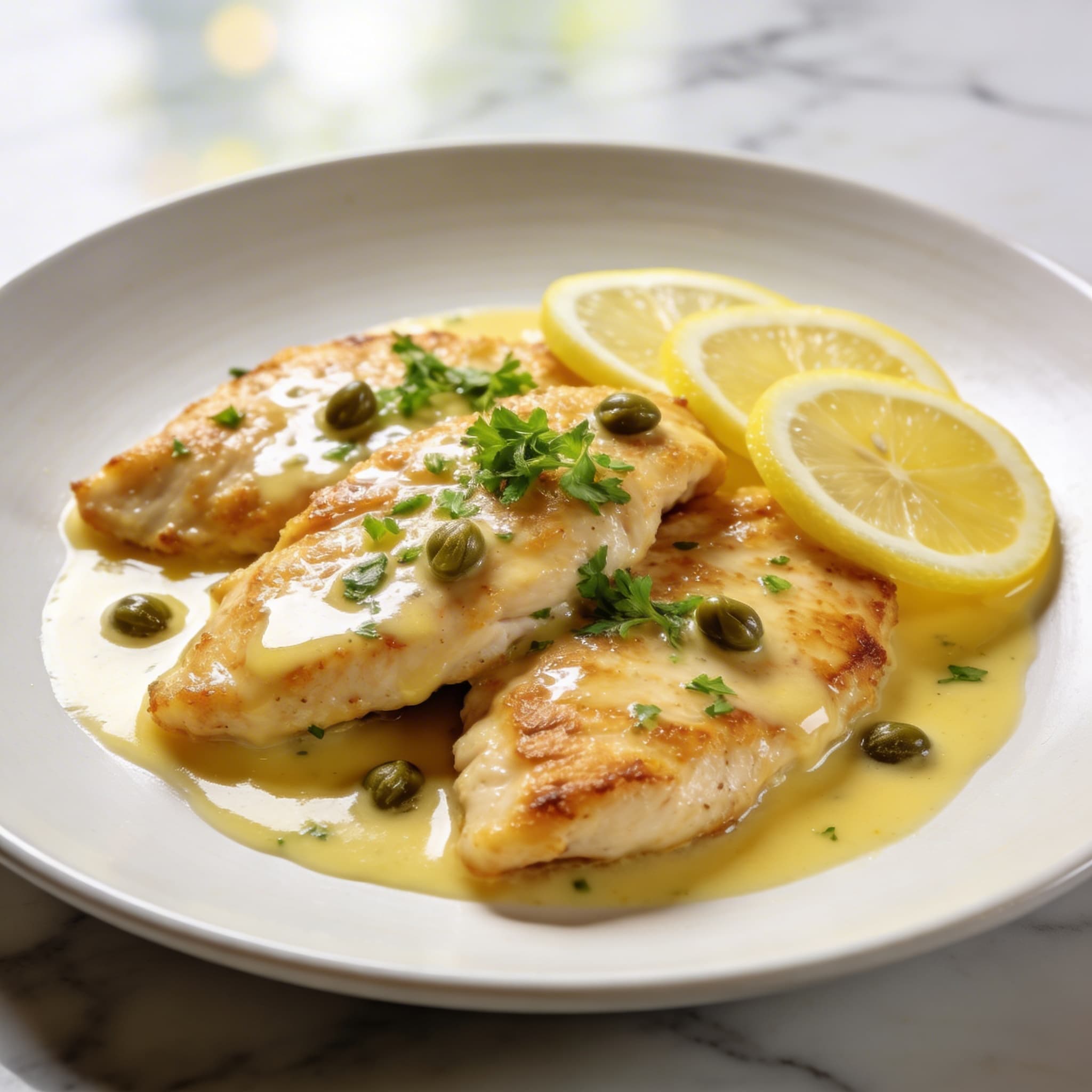 Refined Chicken Piccata with Softened Caper Notes