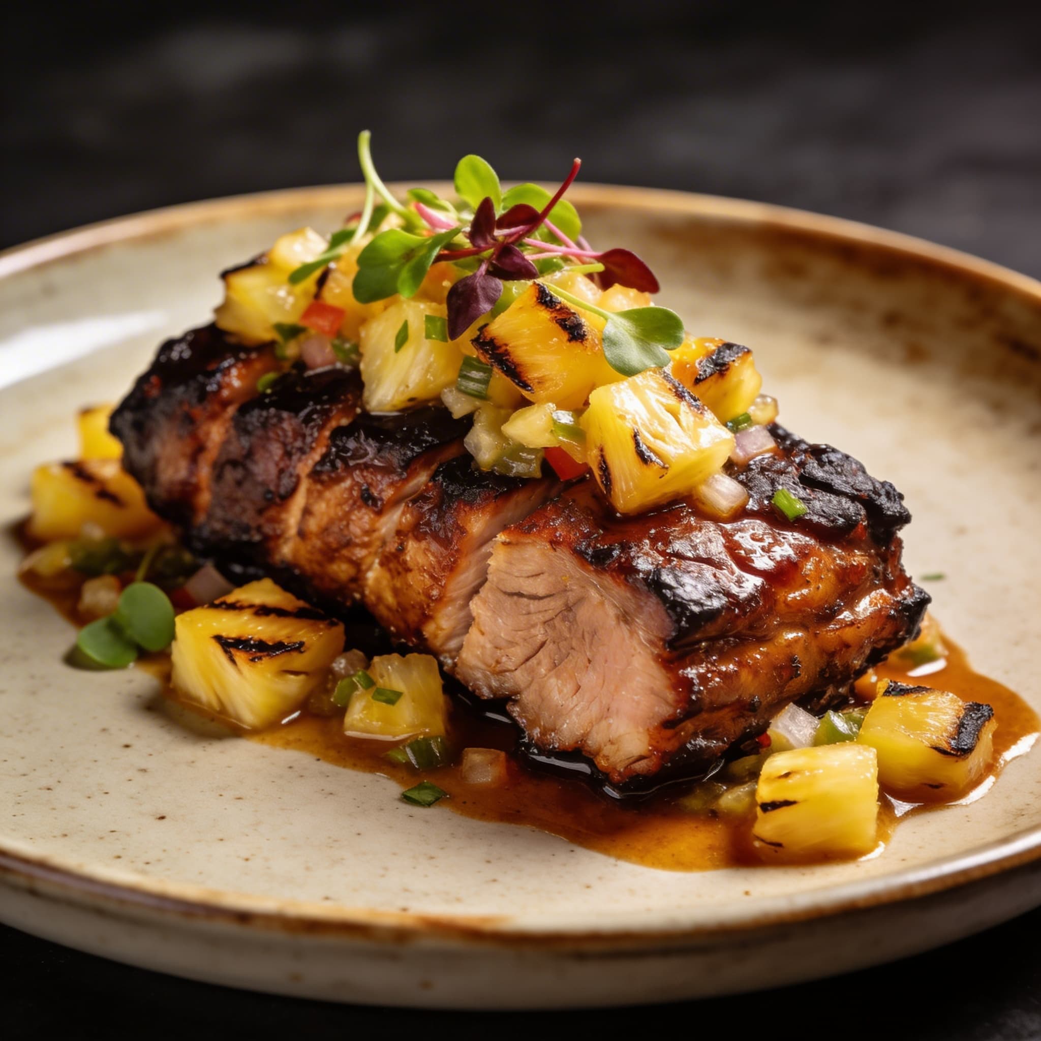 Smoked Adobo Pork Shoulder with Charred Pineapple Salsa