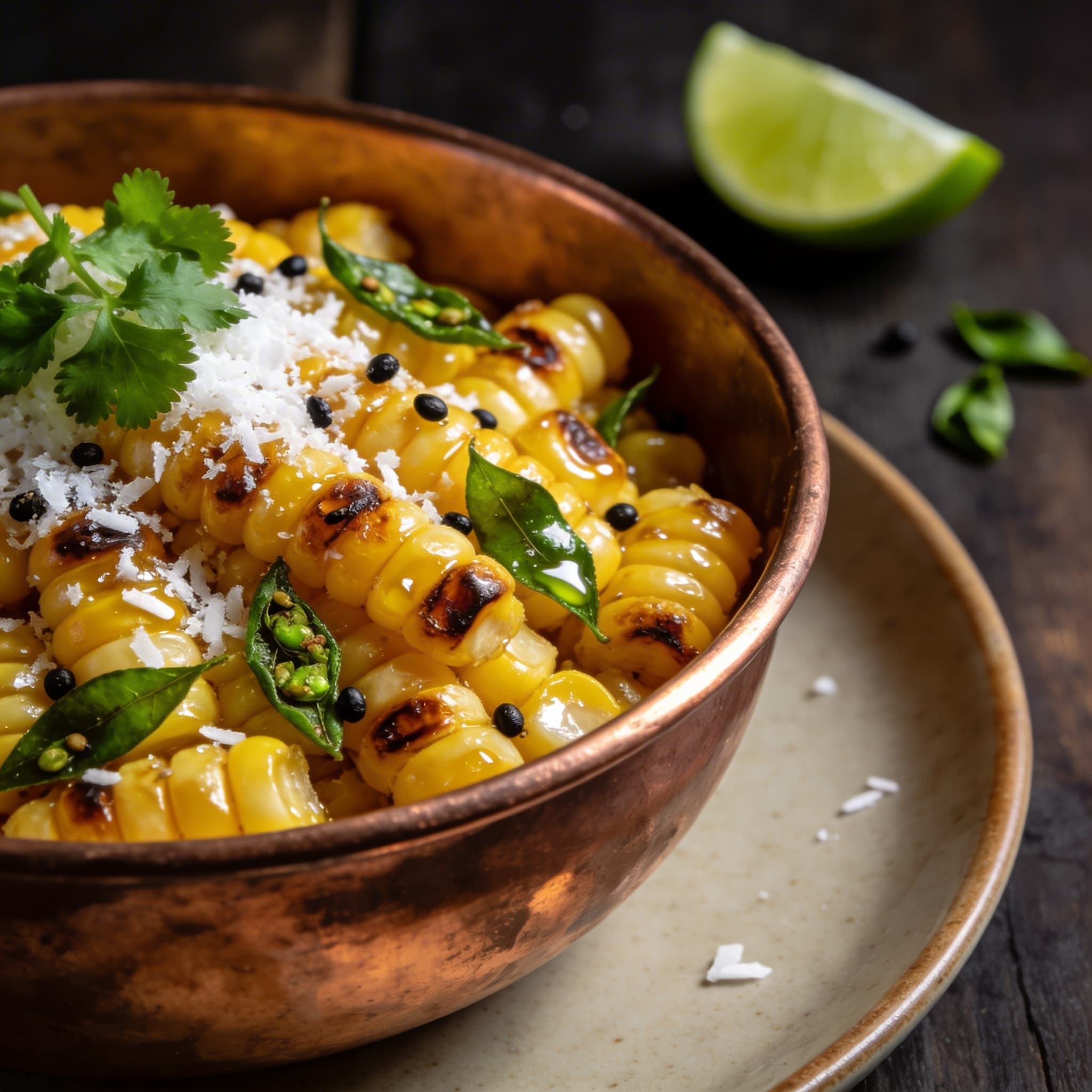 Tempered Sweet Corn with Blistered Curry Leaves