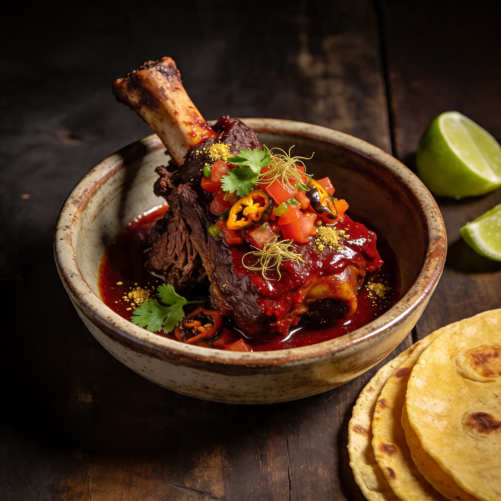 Achiote & Fennel Pollen Braised Oxtail with Charred Salsa