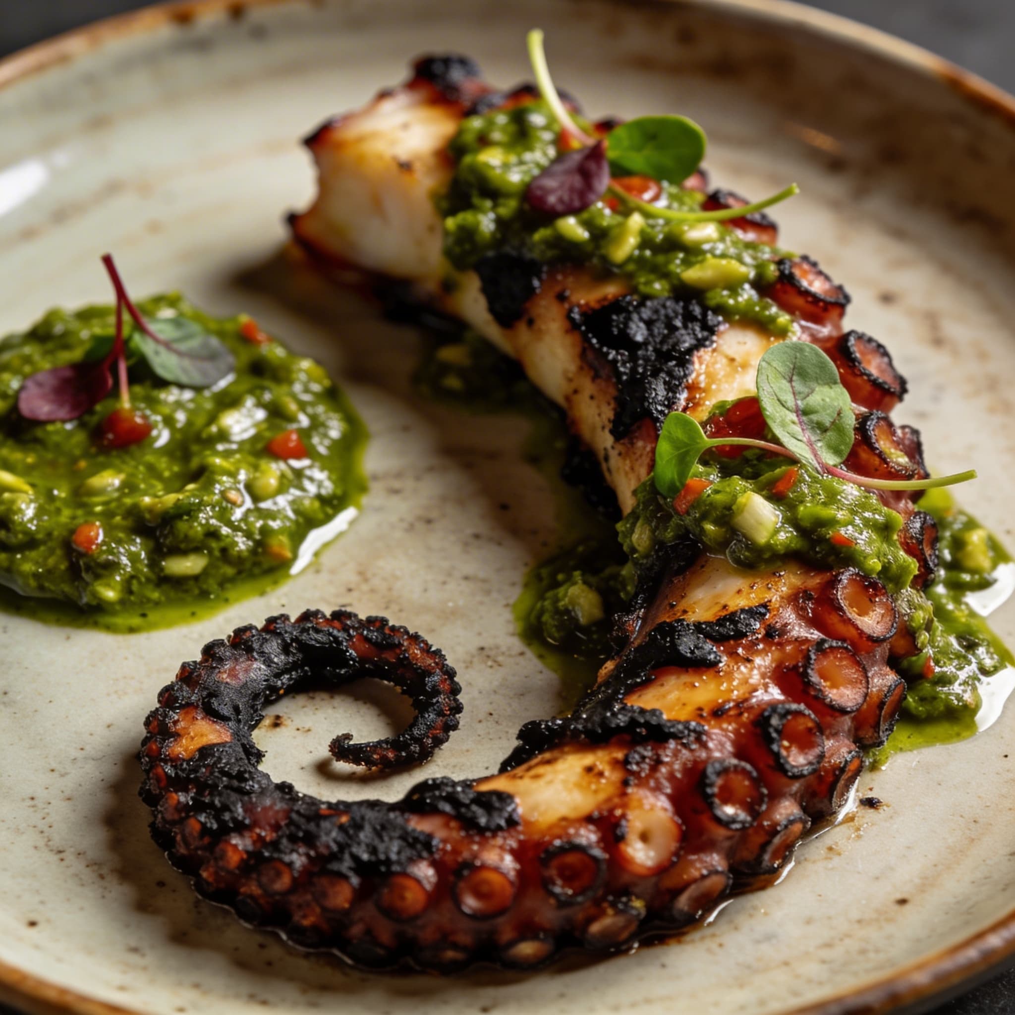 Charcoal-Kissed Mediterranean Octopus with Sicilian Salsa Verde