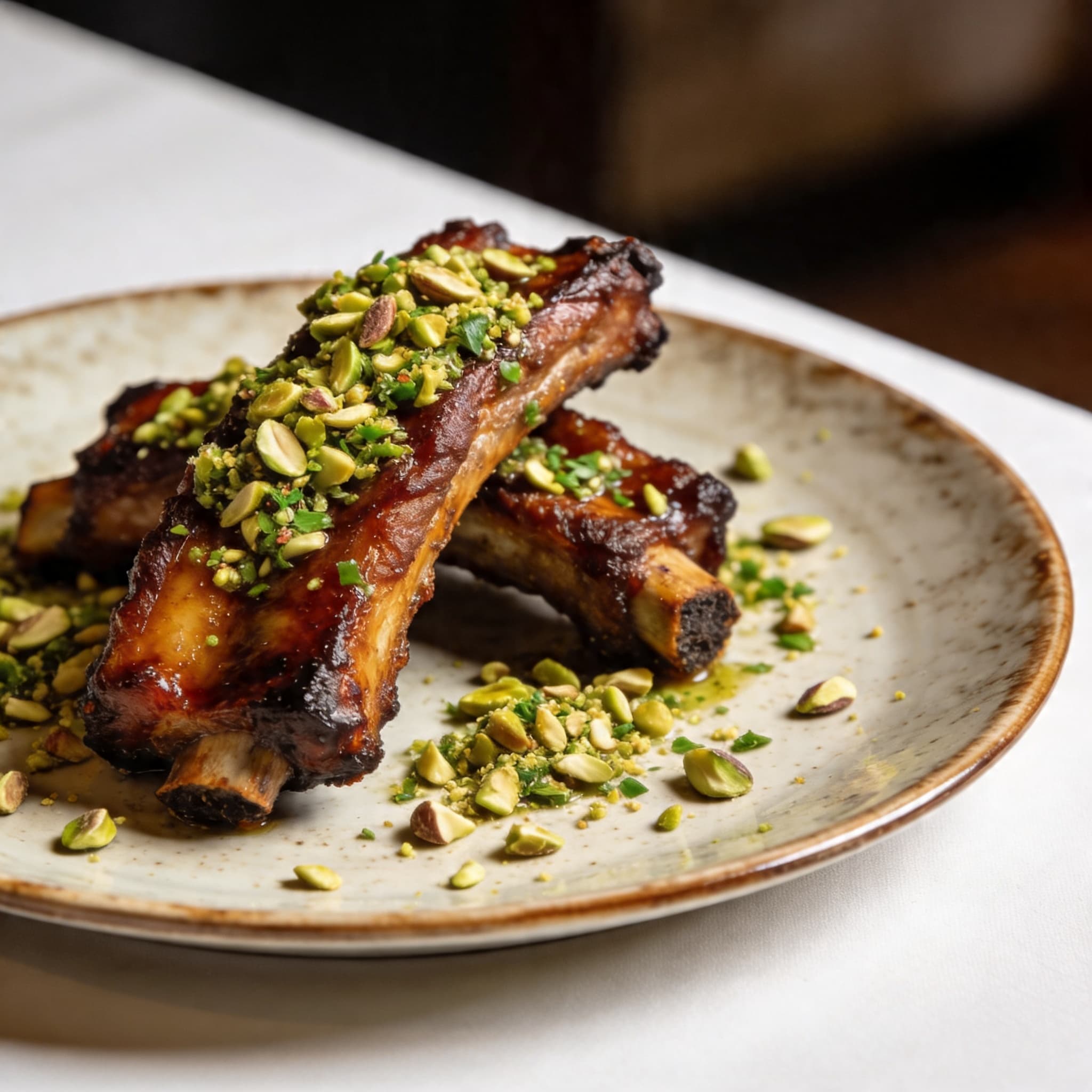 Mediterranean Smoked Ribs with Pistachio Gremolata