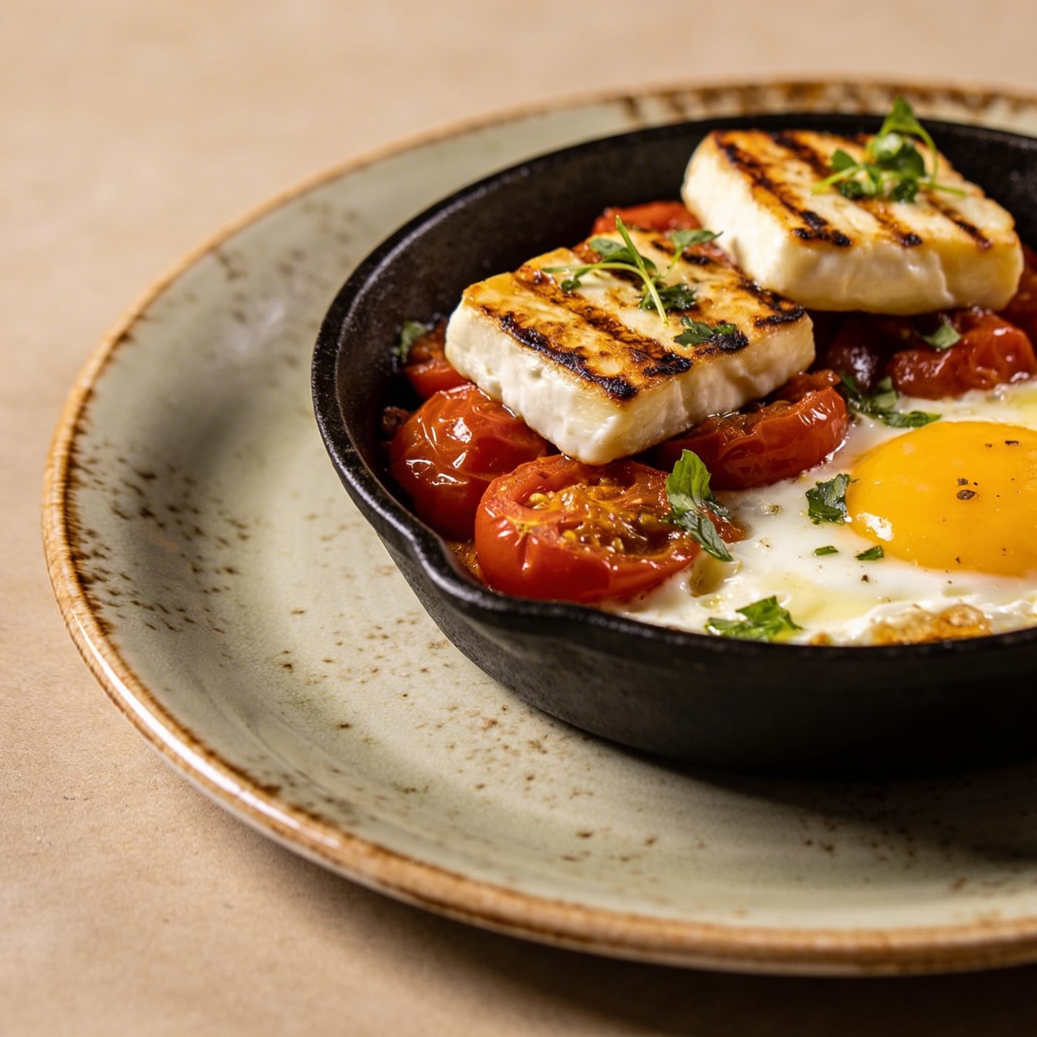 Hearth-Seared Halloumi & Blistered Tomato Breakfast Skillet