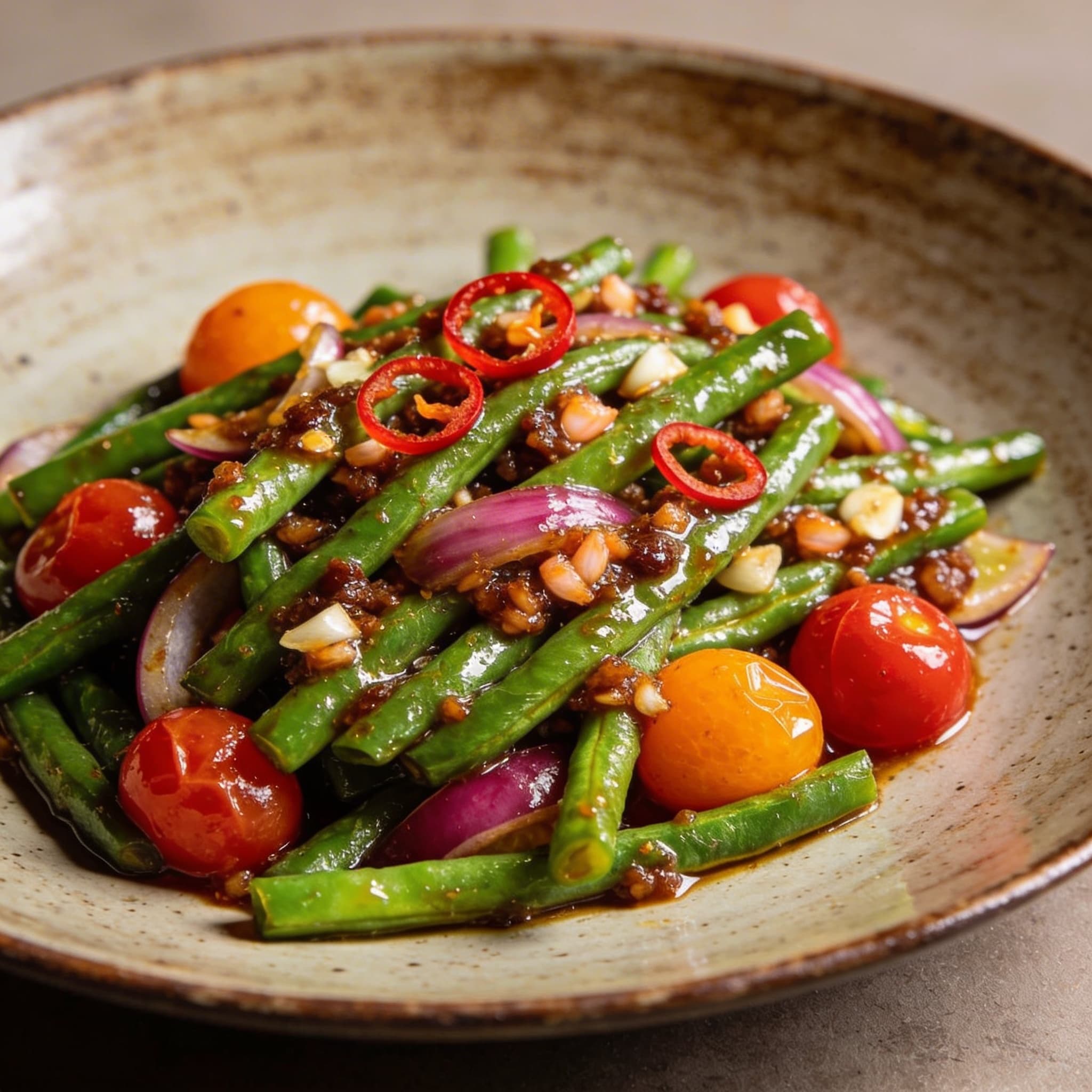 Calamansi & Bagoong Glazed Long Beans