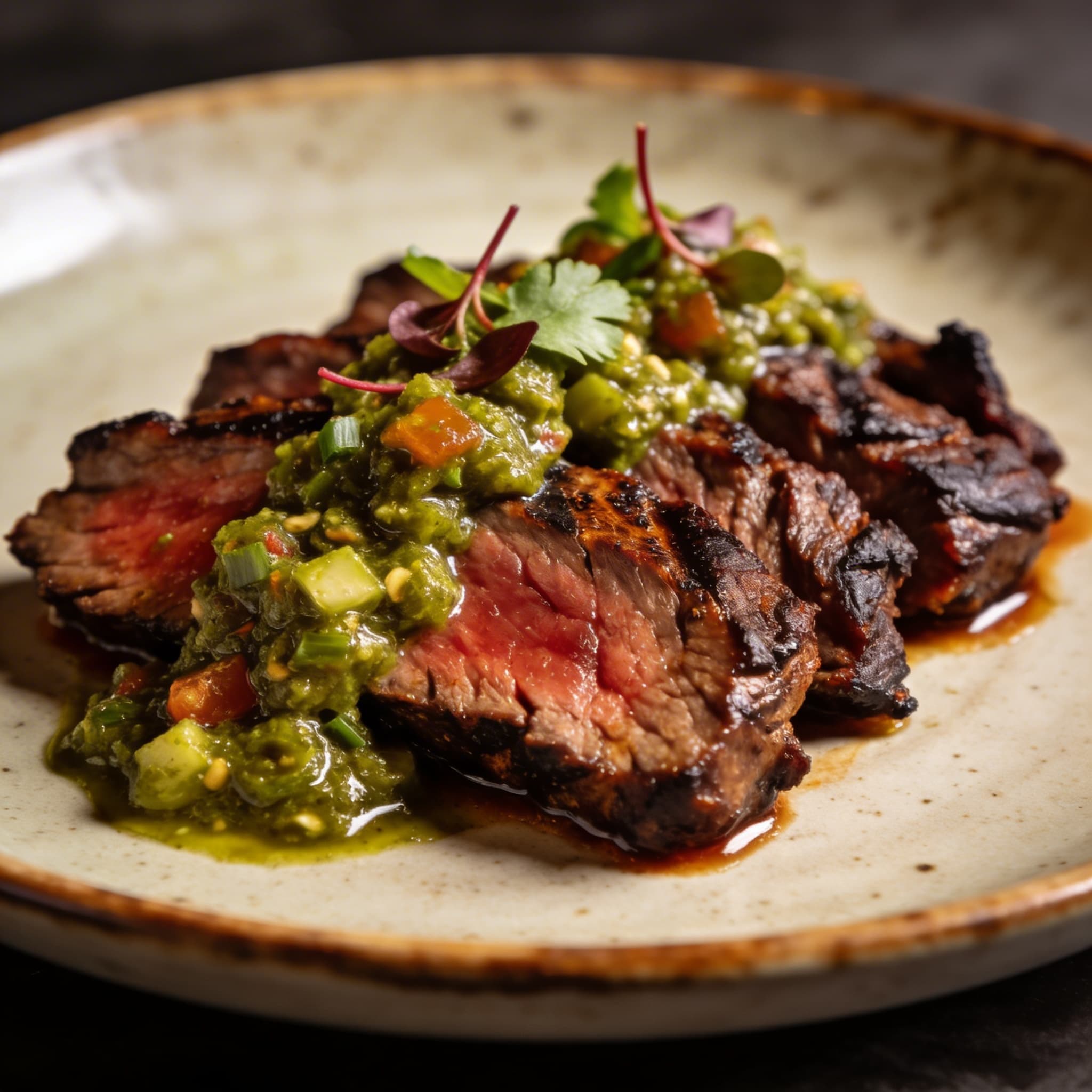 Smoked Skirt Steak with Rustic Salsa Verde Dinner