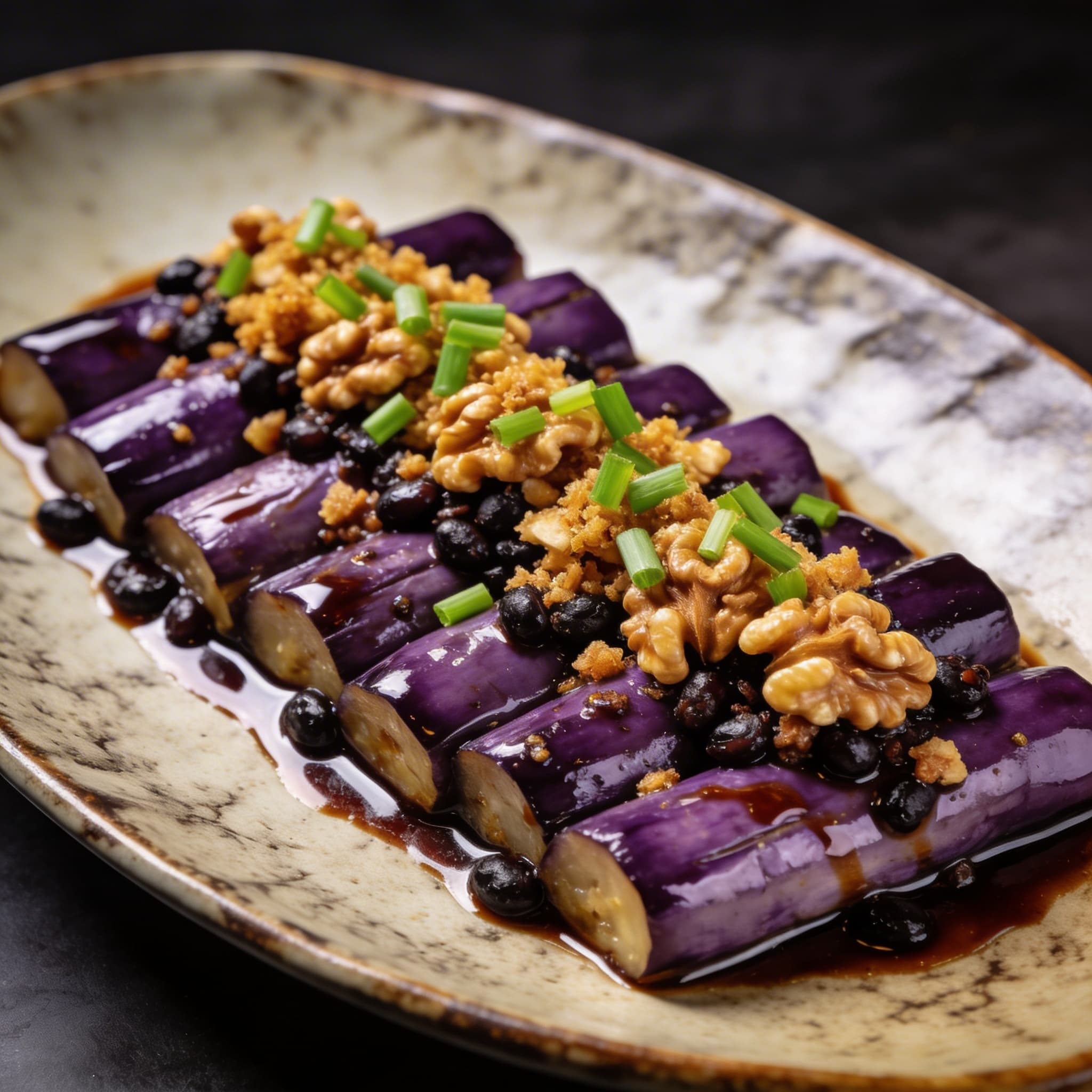 Wok-Seared Silk Road Eggplant with Walnut Crumble