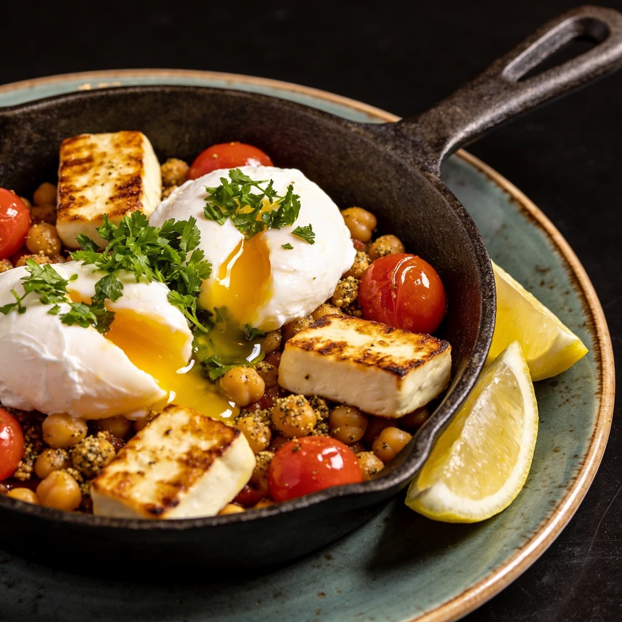 Hearth-Seared Halloumi & Za'atar Chickpea Breakfast Skillet