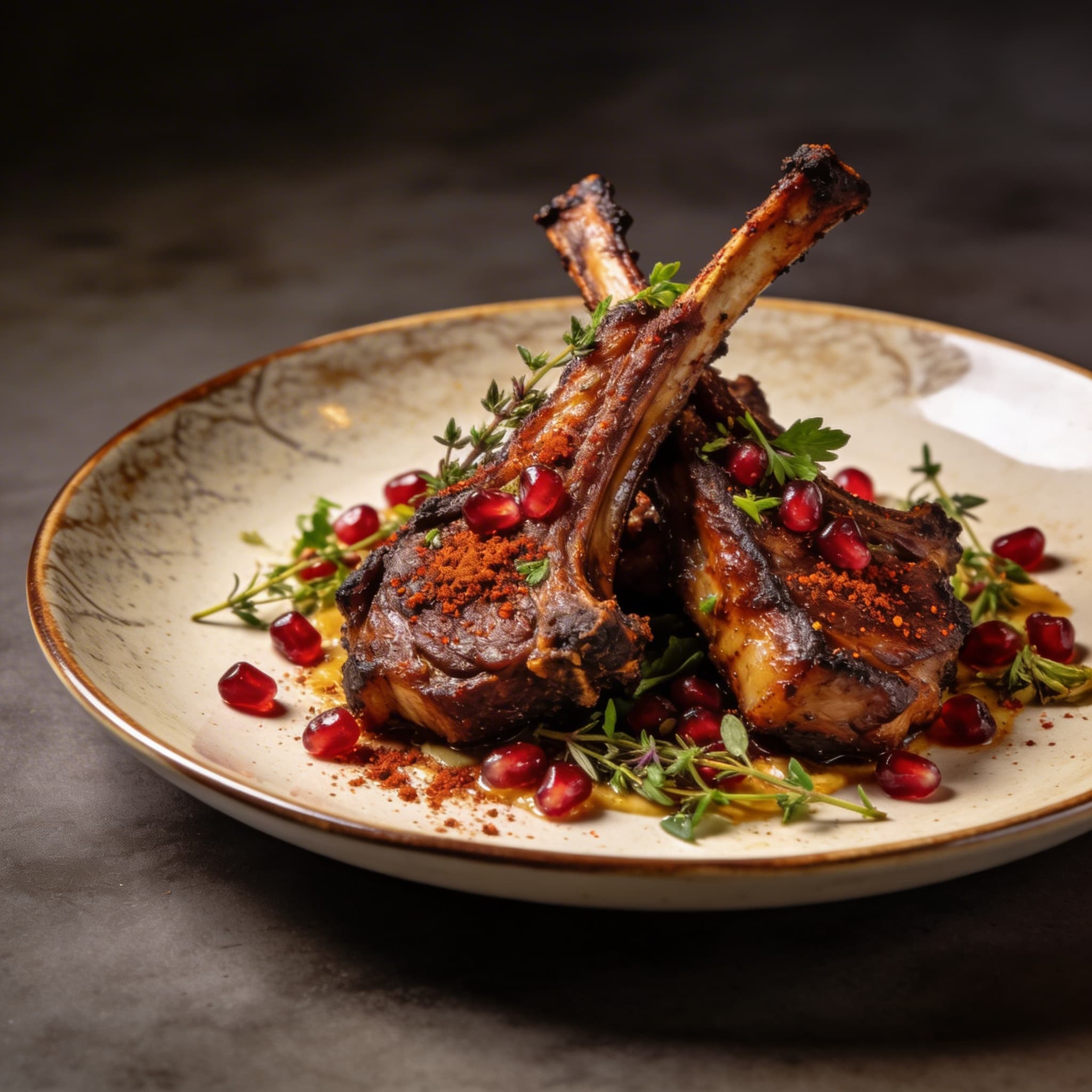 Pomegranate-Sumac Smoked Lamb Ribs平衡
