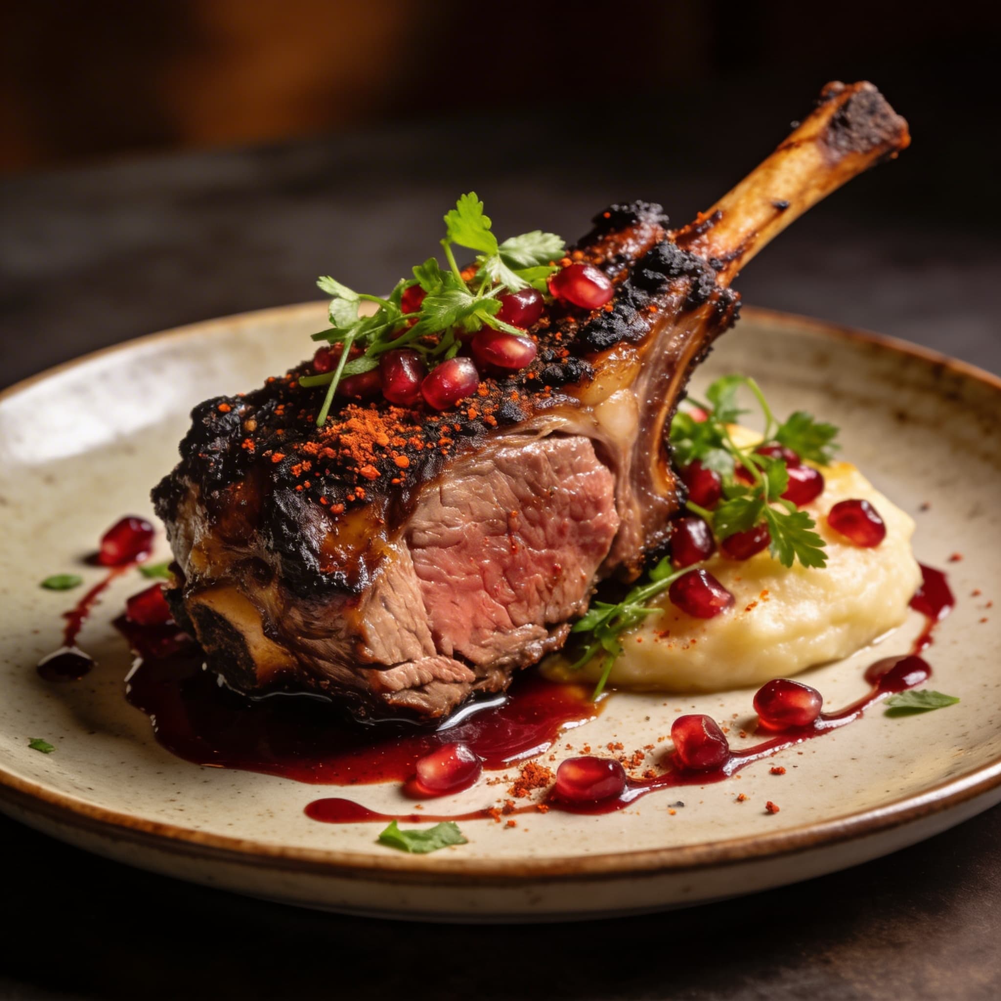 Smoked Pomegranate-Sumac Lamb Shoulder Dinner