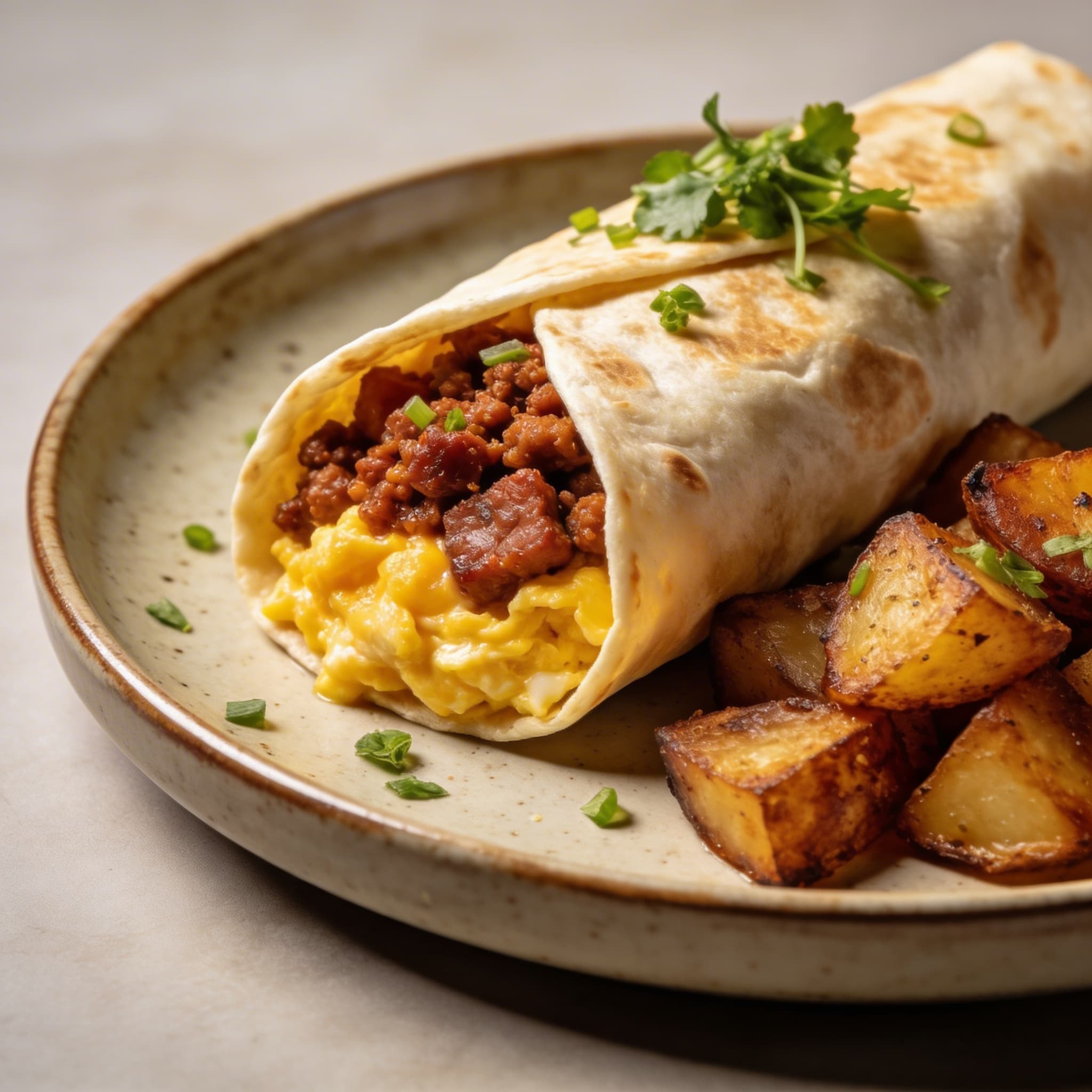 Chorizo Blend Breakfast Burrito with Roasted Potatoes