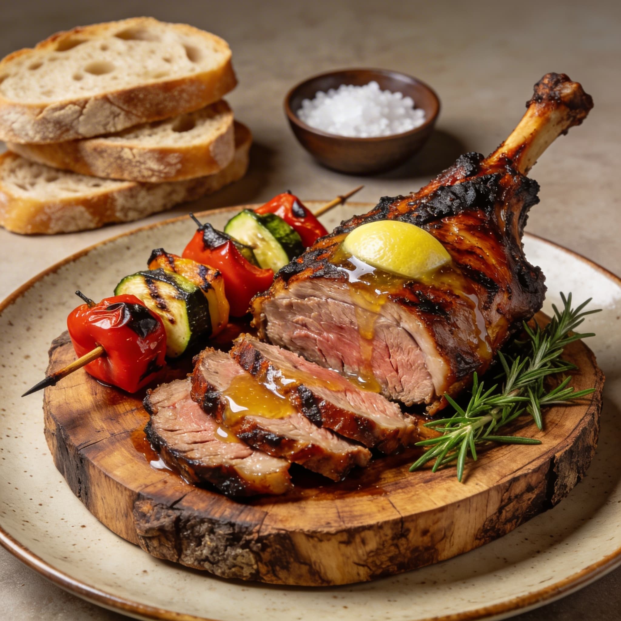 Smoked Mediterranean Lamb with Charred Garden Skewers