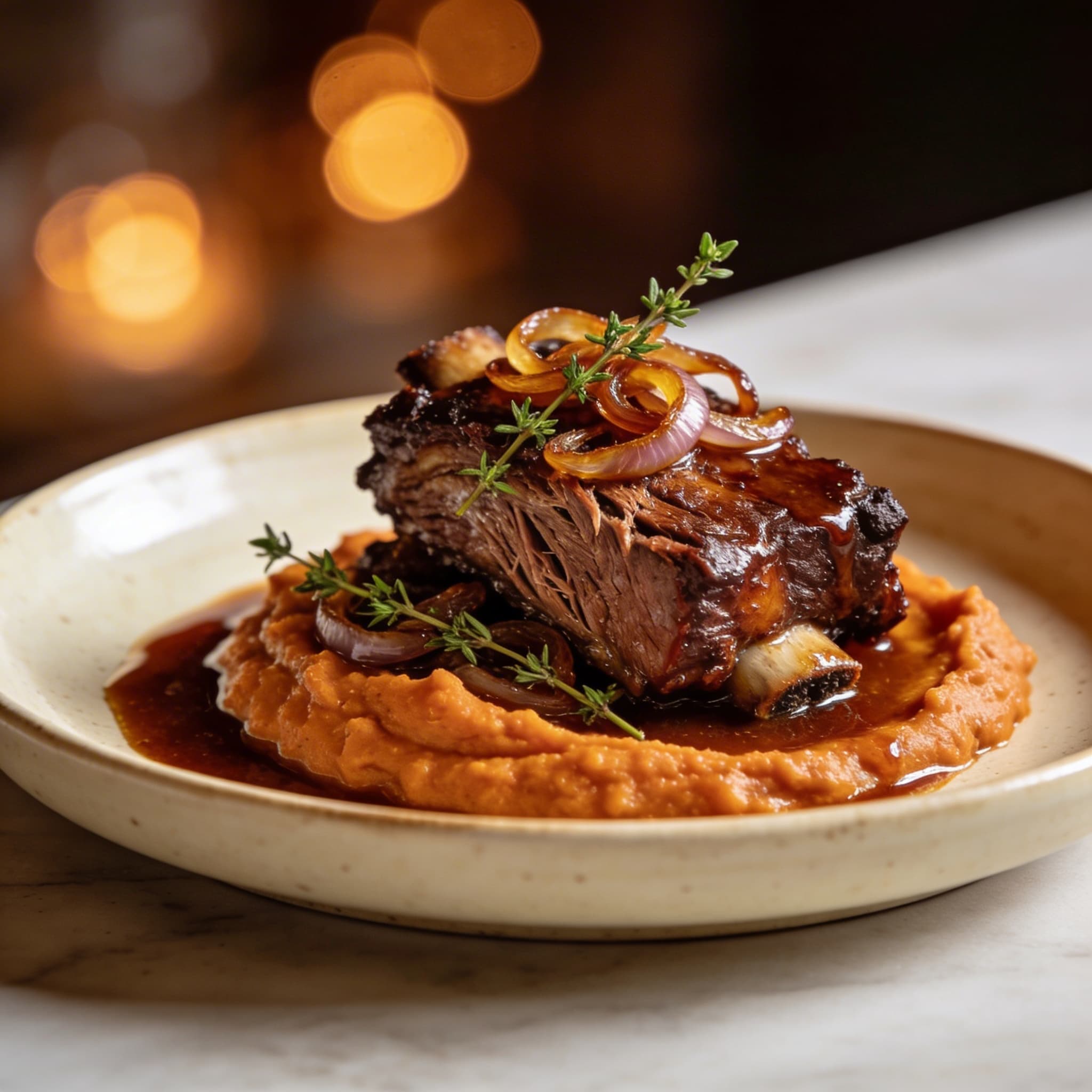 Slow Braised Short Ribs with Sweet Potato Mash