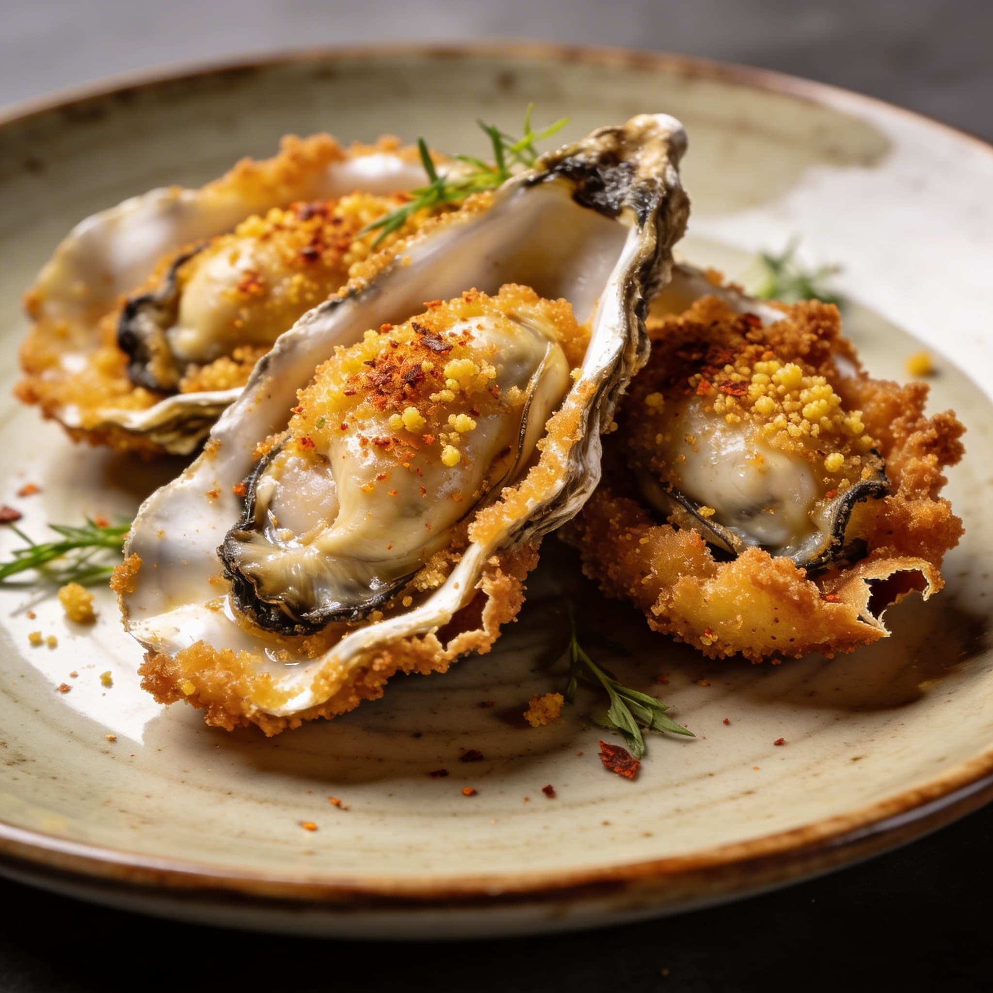Fried Oysters with Cajun Cornmeal Crust