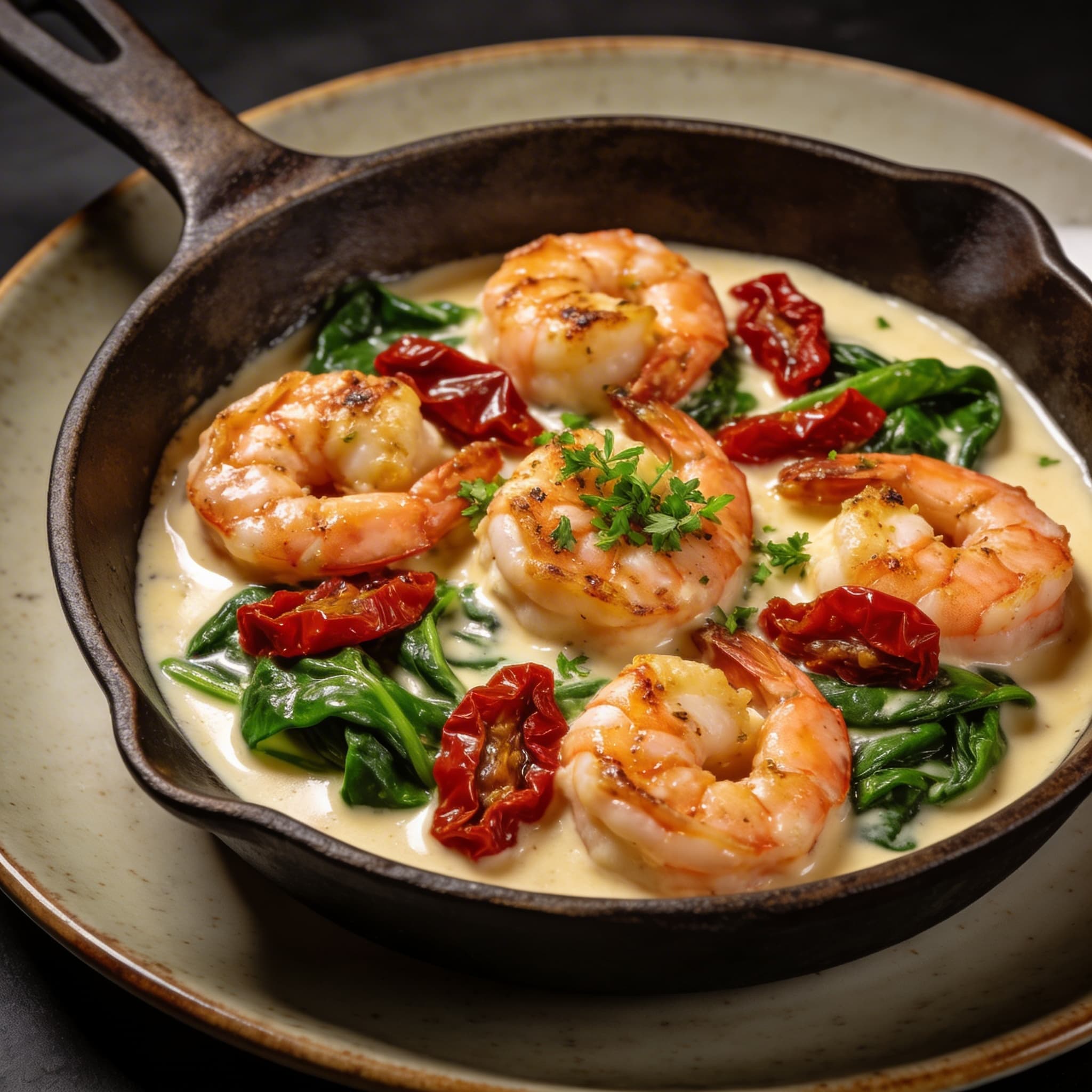 Creamy Tuscan Shrimp Skillet