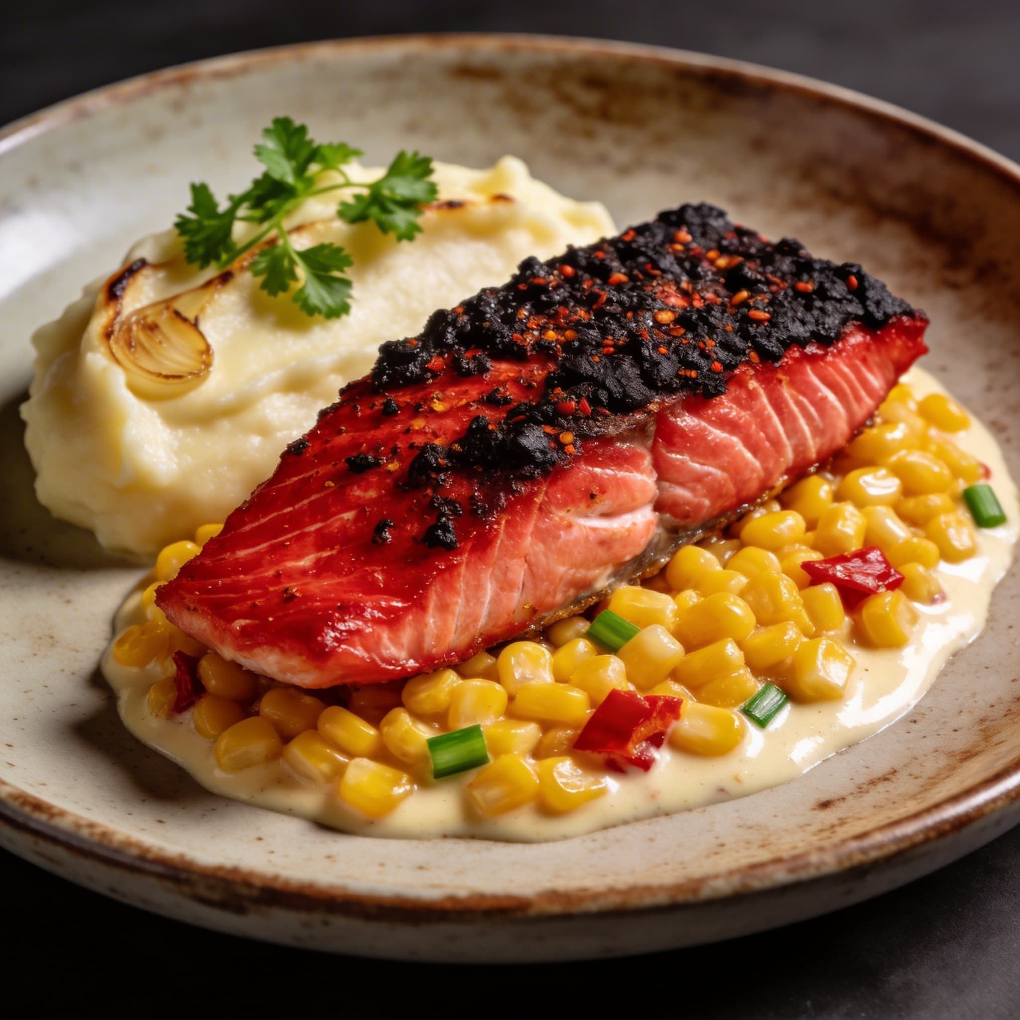 Blackened Snapper with Corn Maque Choux