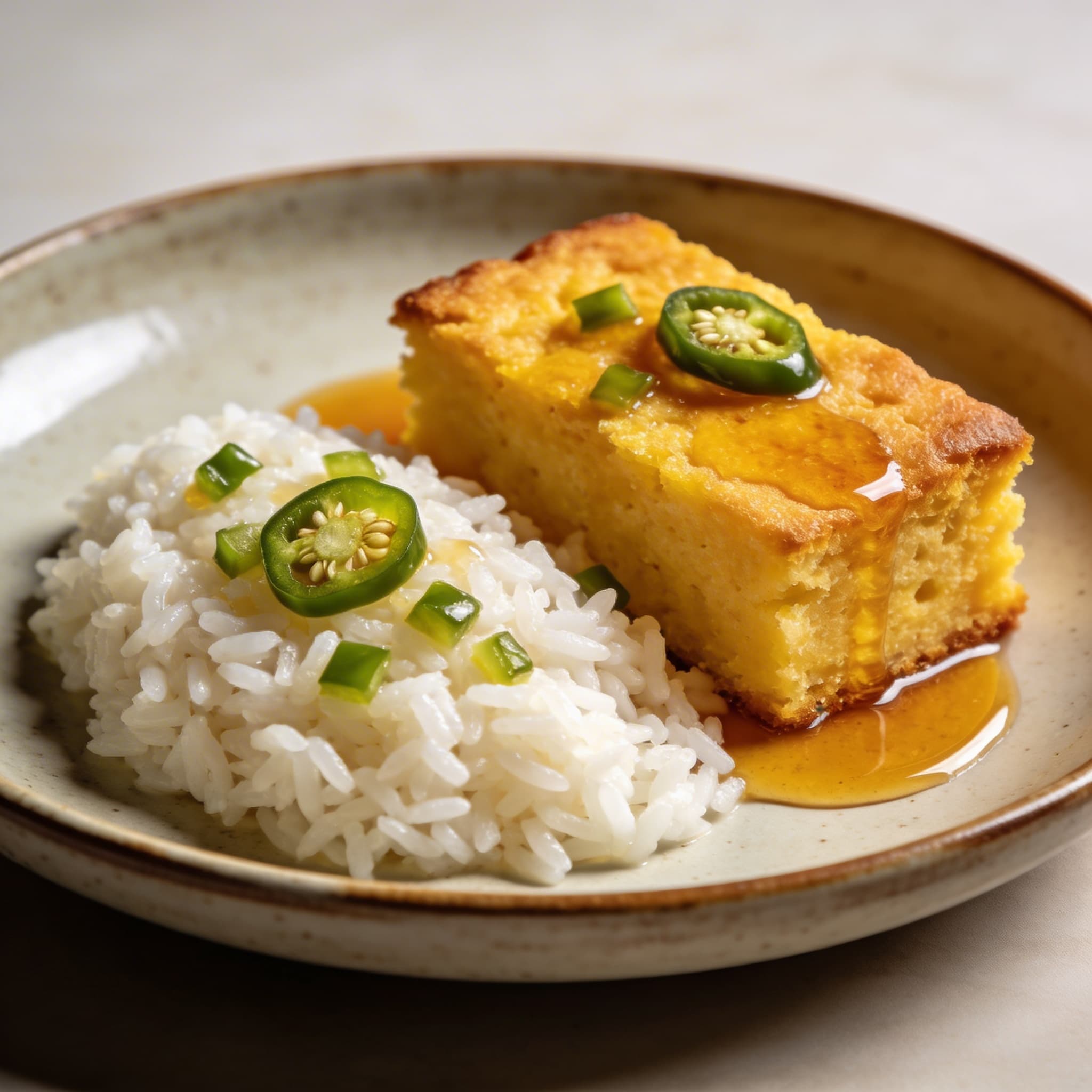 Jalapeño Honey Cornbread & Fluffy White Rice