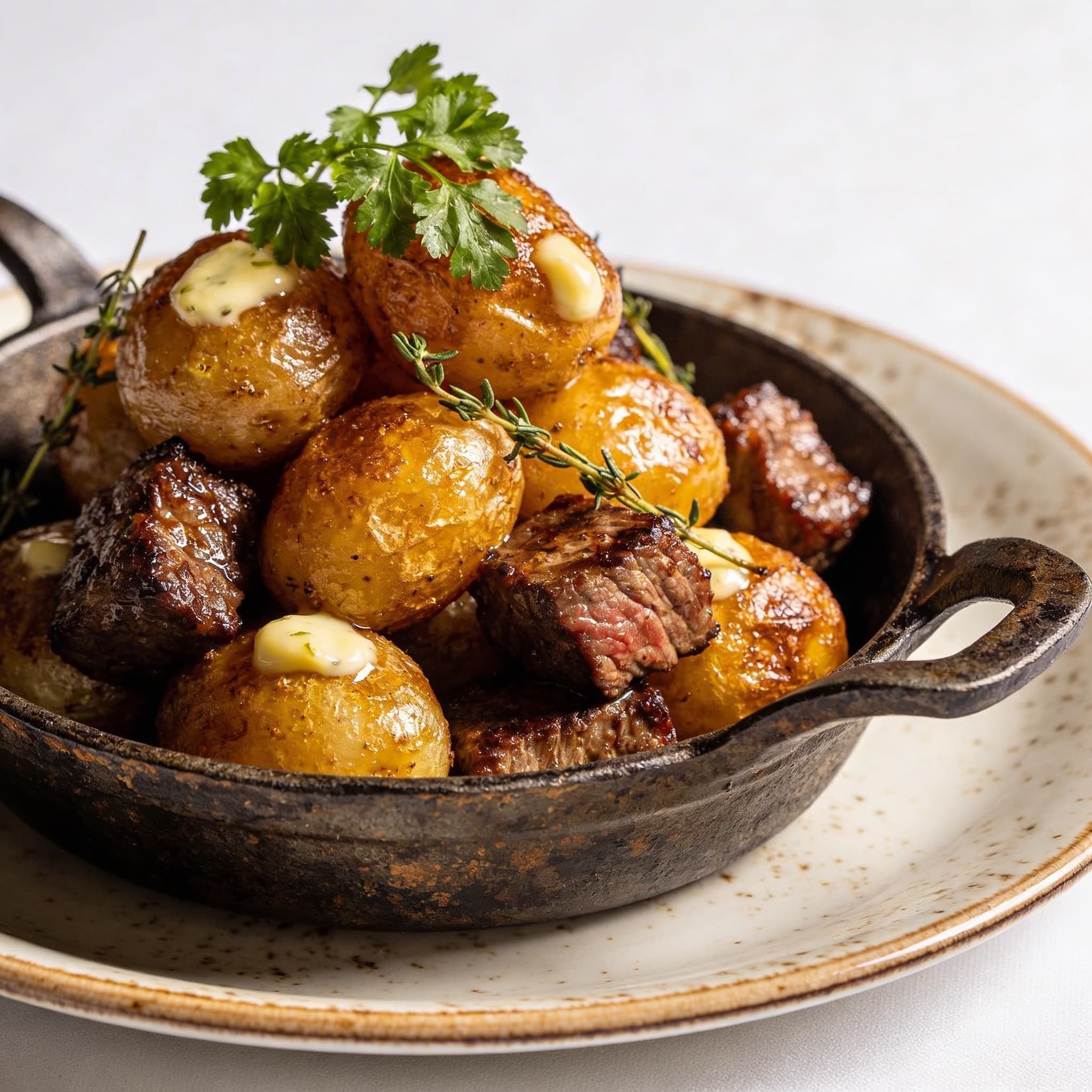 Garlic Butter Steak Bites & Potatoes