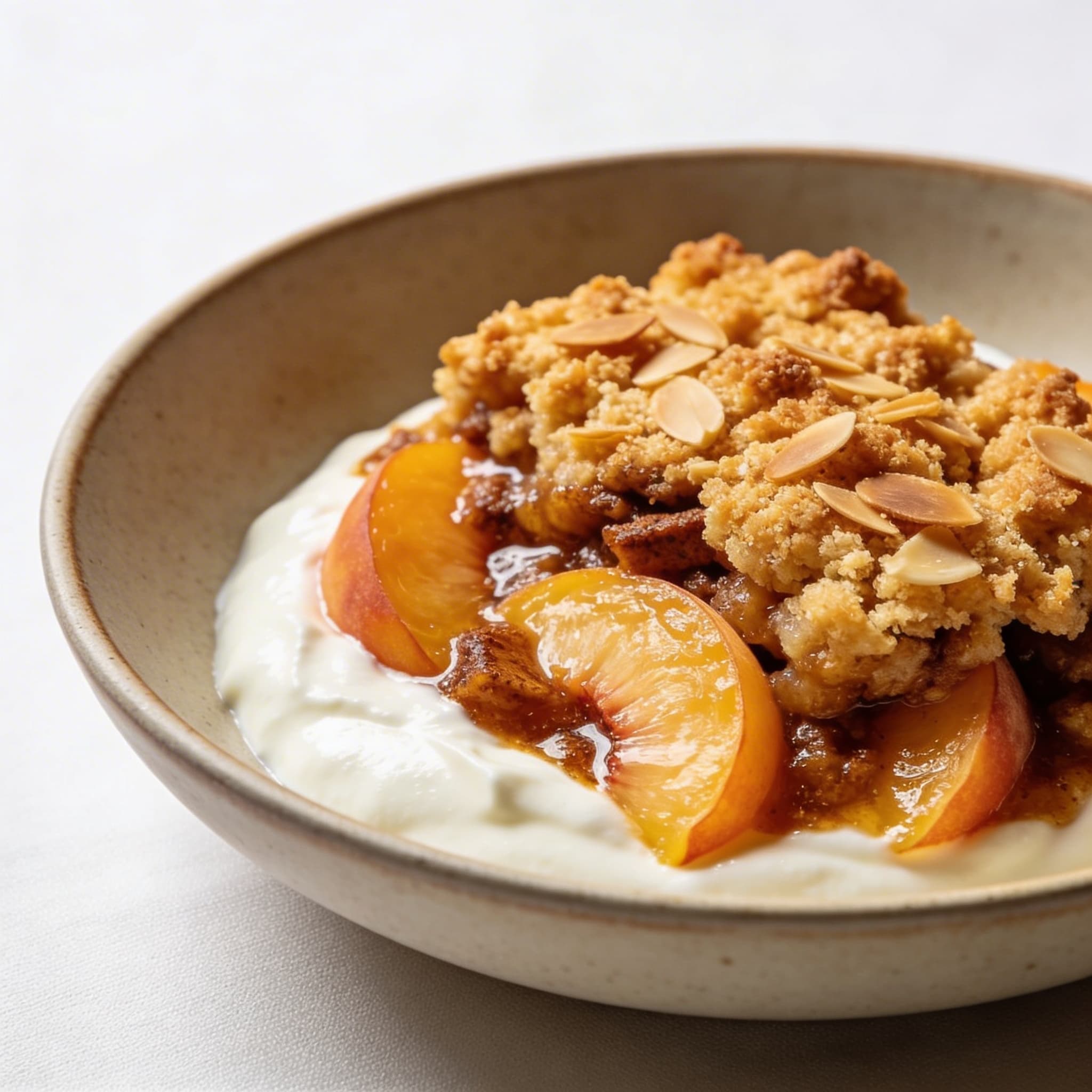 Protein-Packed Peach Cobbler Crumble