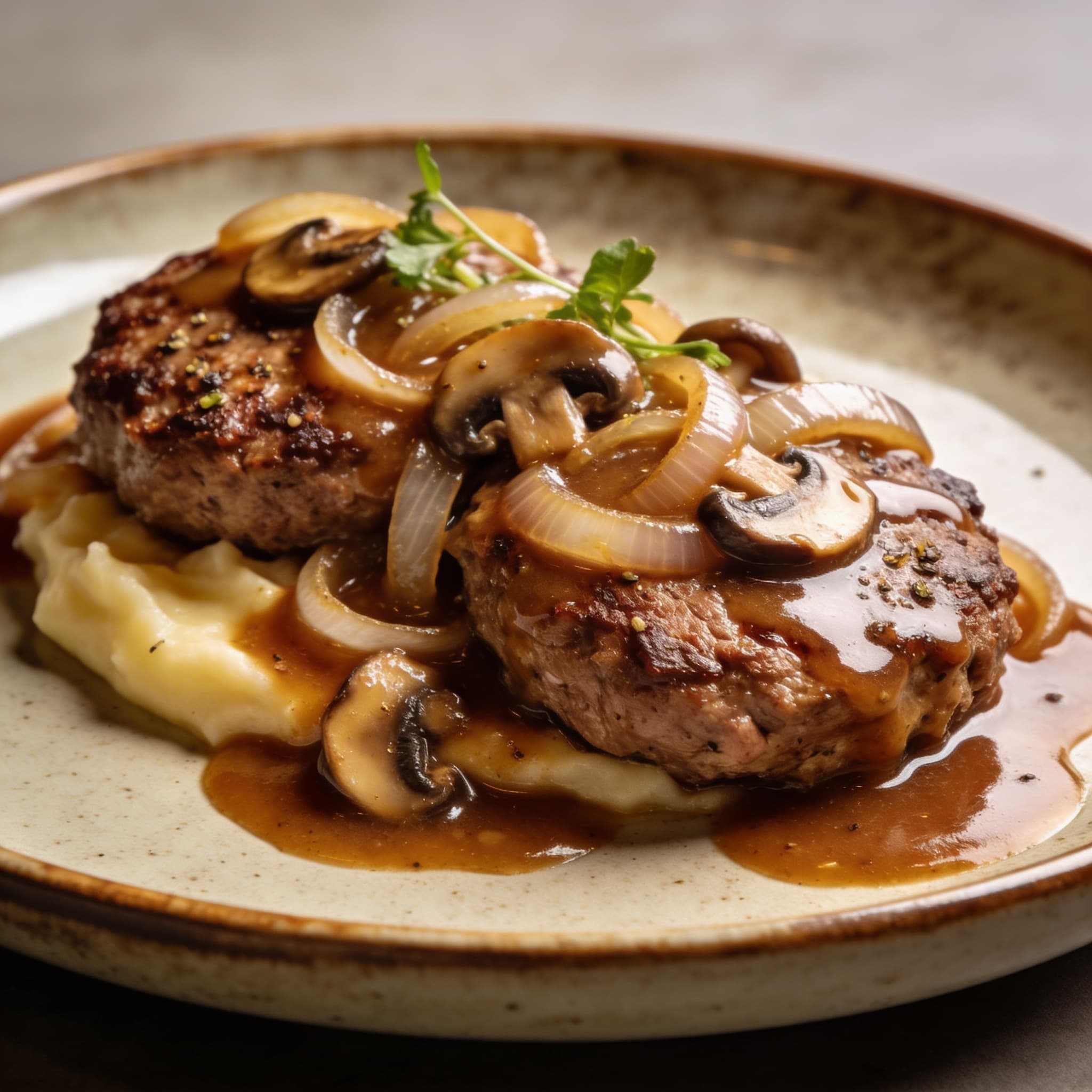 Classic Salisbury Steak with Onion & Mushroom Gravy