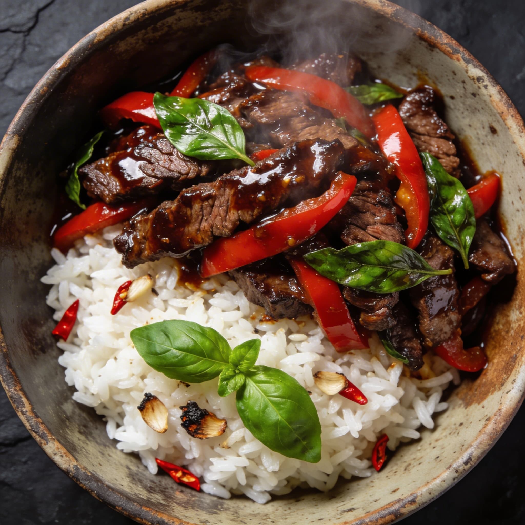 Thai-Southern Fusion Holy Basil Steak Stir-Fry