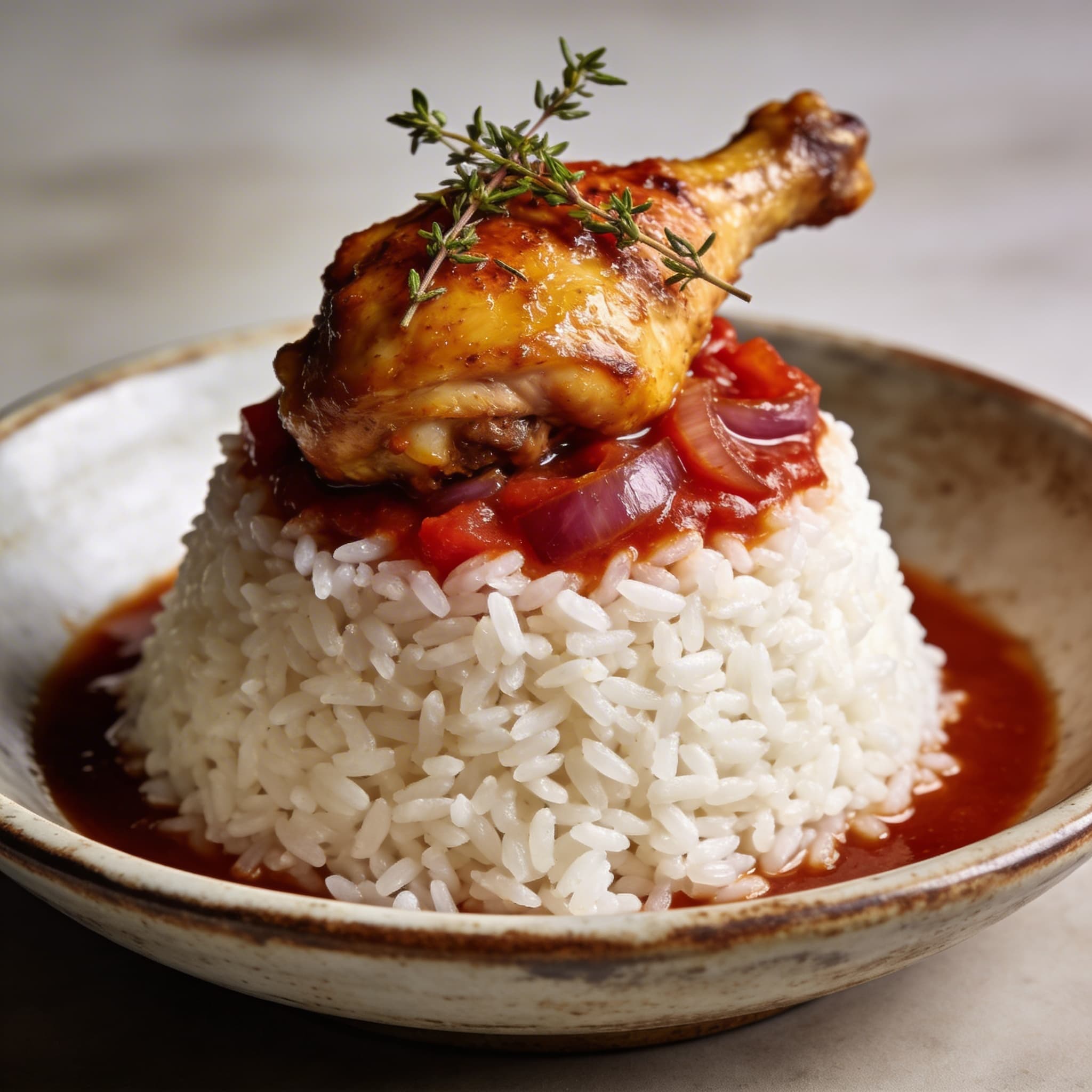 Liberian Dry Rice with Stewed Chicken