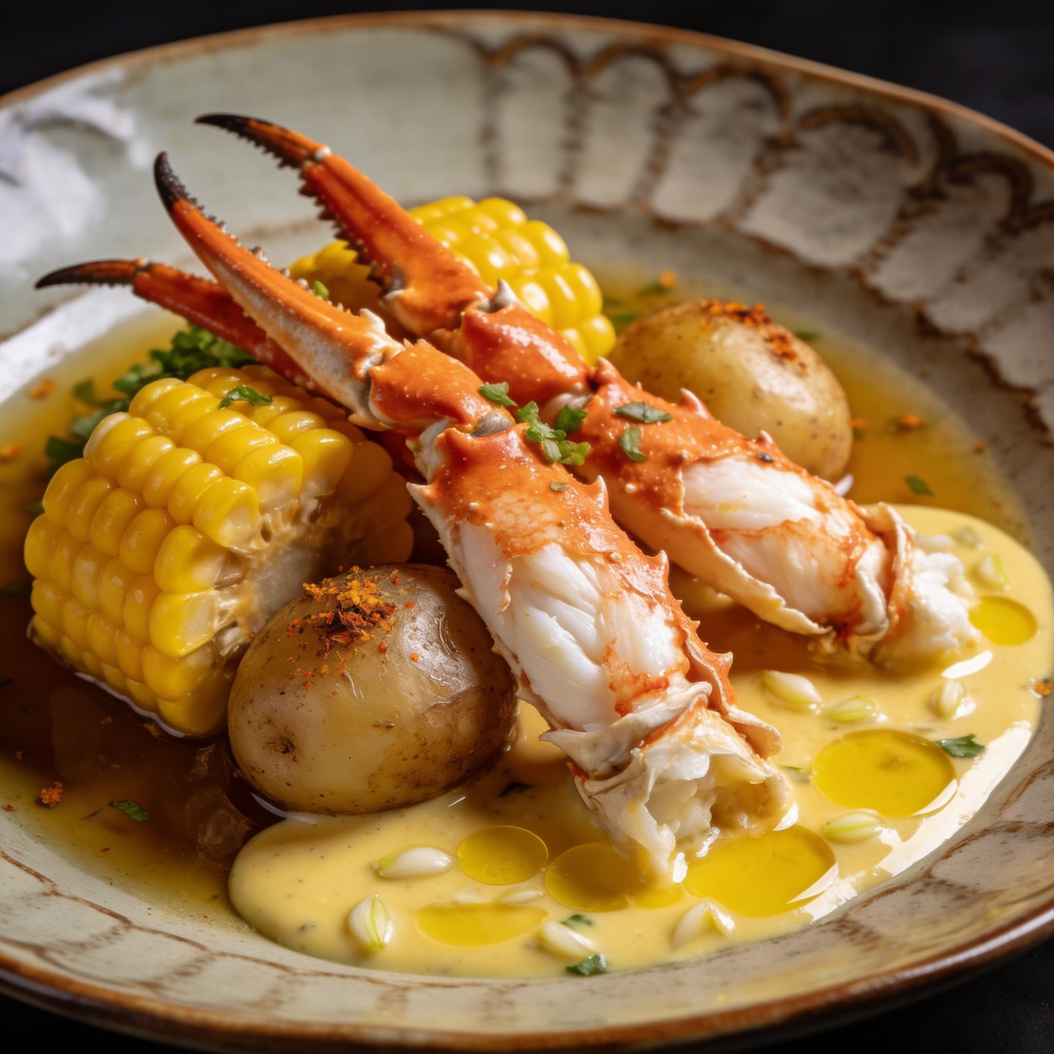 Crab Legs Boil with Garlic Butter Dip