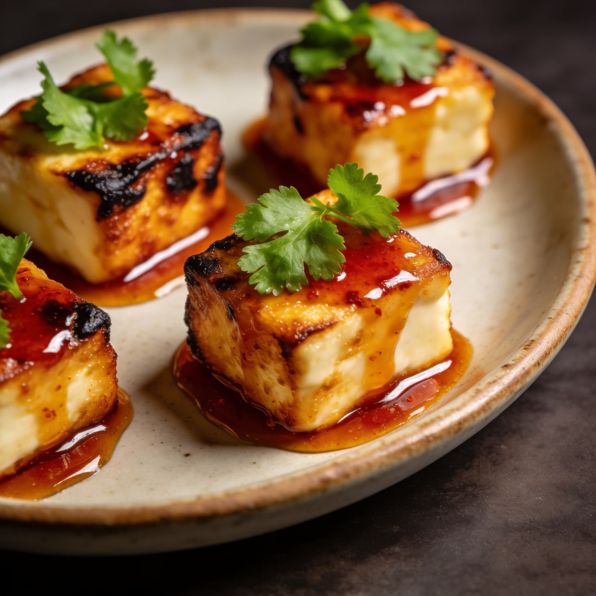 Berbere Honey Glazed Halloumi Bites