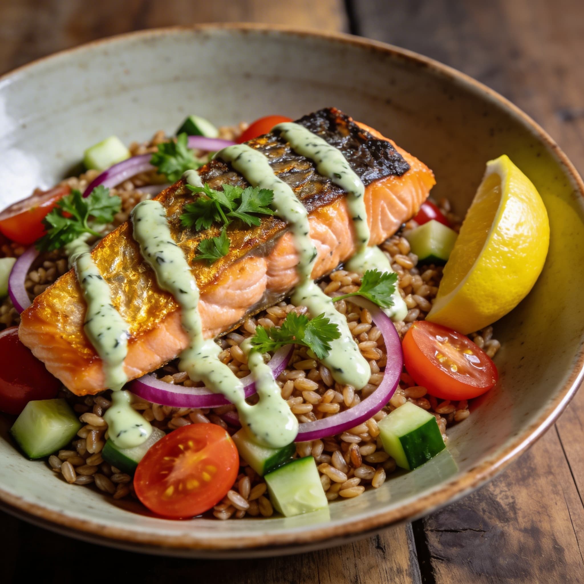 Zesty Salmon & Farro Power Bowl