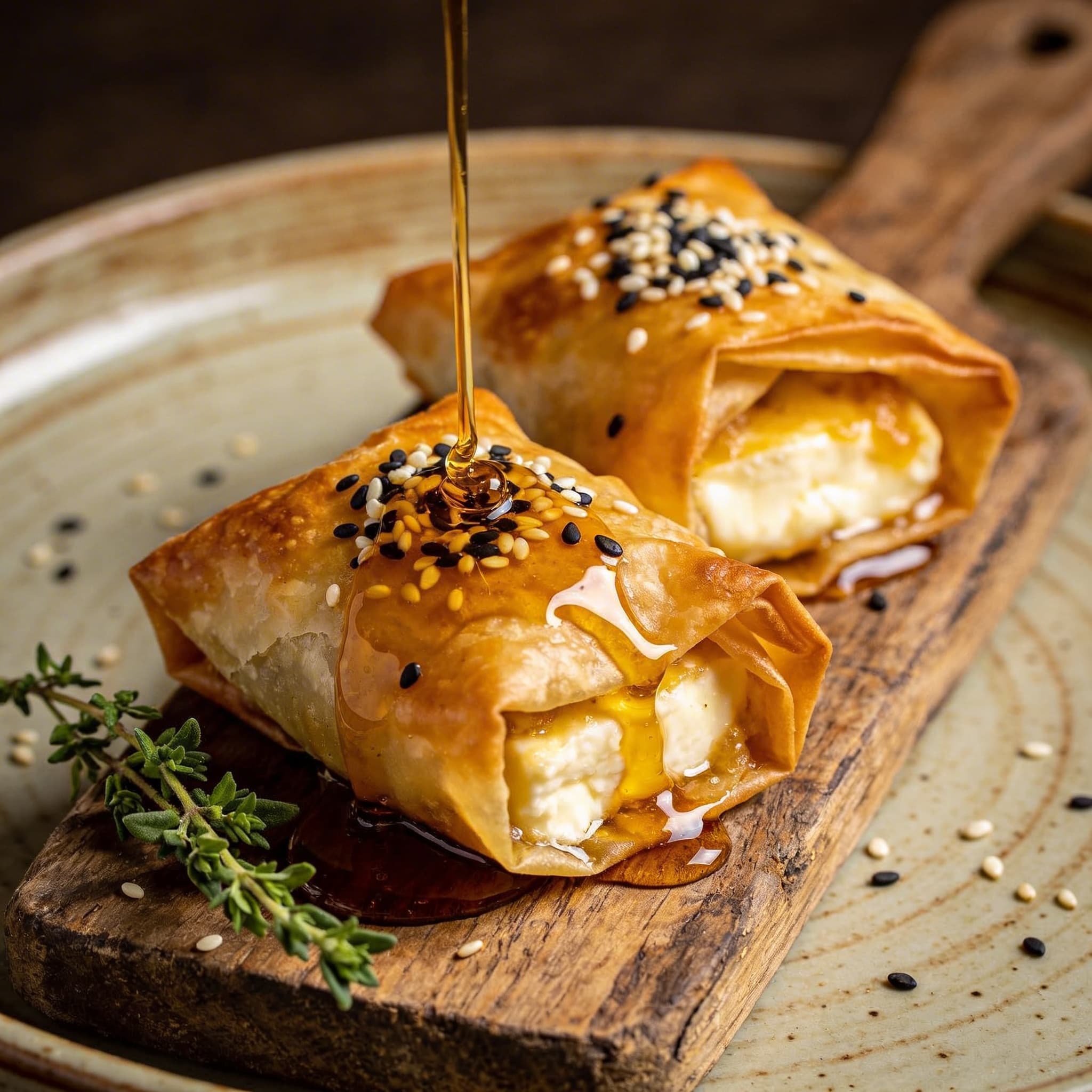 Honey-Drizzled Crispy Feta Phyllo Parcels