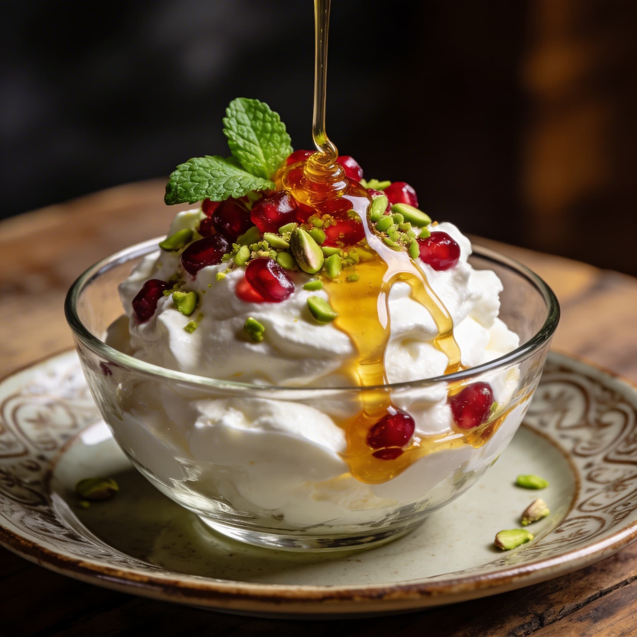 Honey-Whipped Greek Yogurt Mousse with Toasted Pistachios