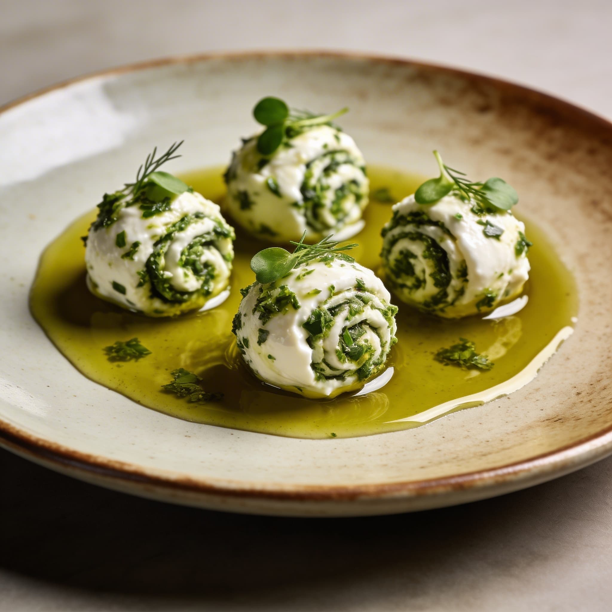 Herby Labneh Snack Bites in Olive Oil