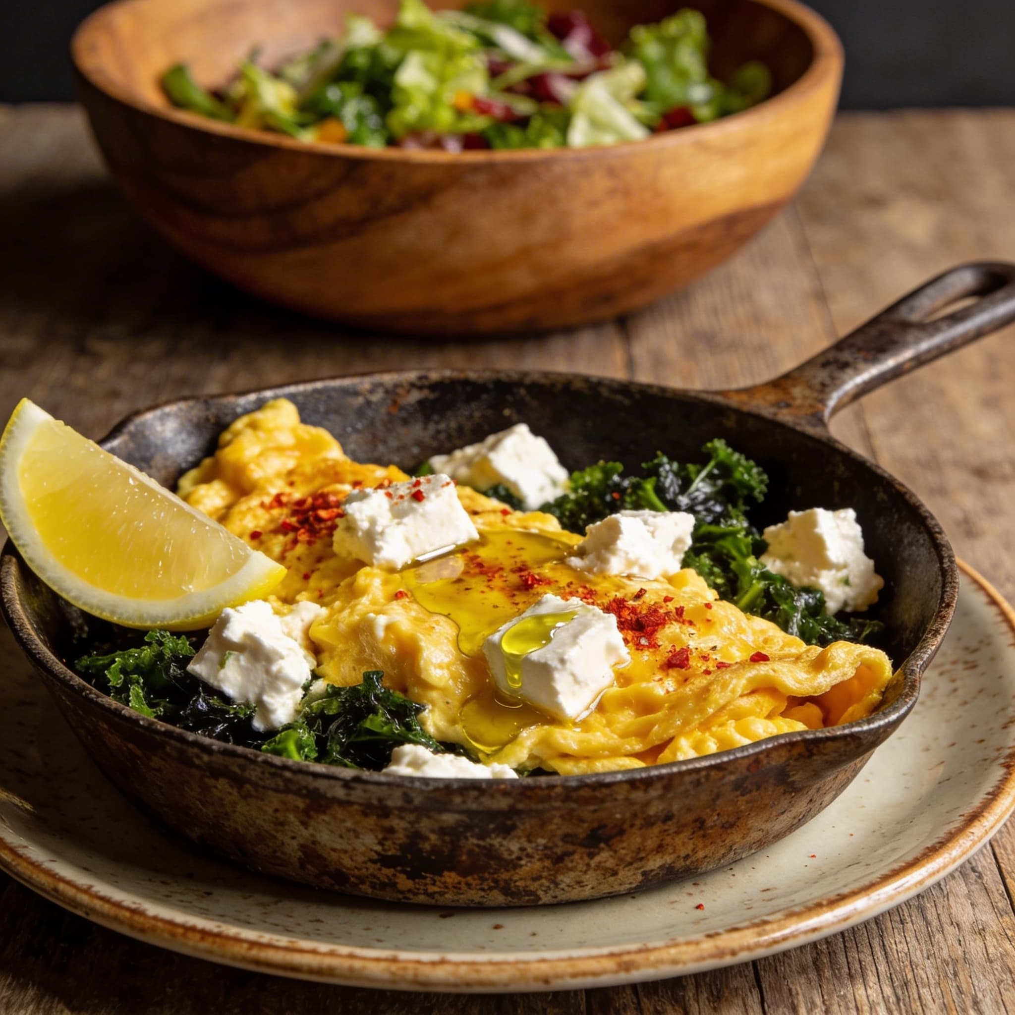 Zesty Feta & Garlicky Kale Breakfast Skillet