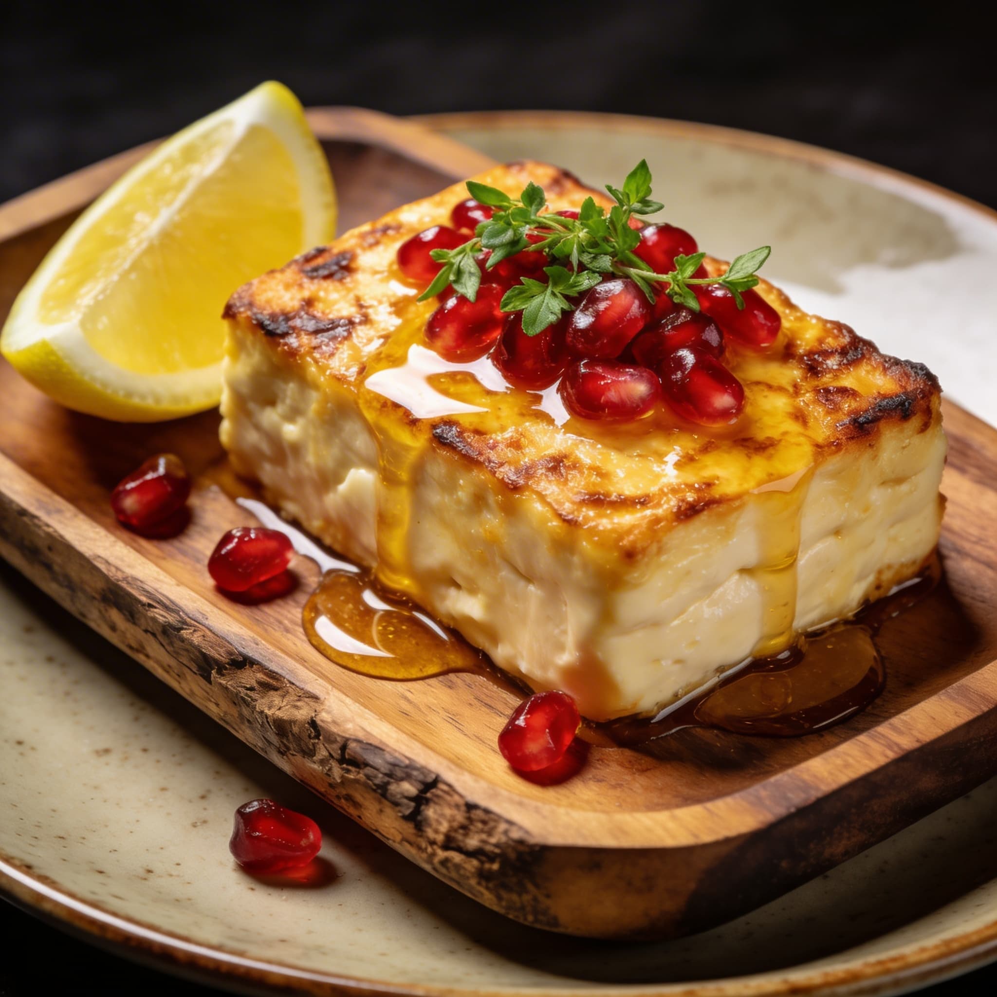 Honey-Drizzled Saganaki with Pomegranate