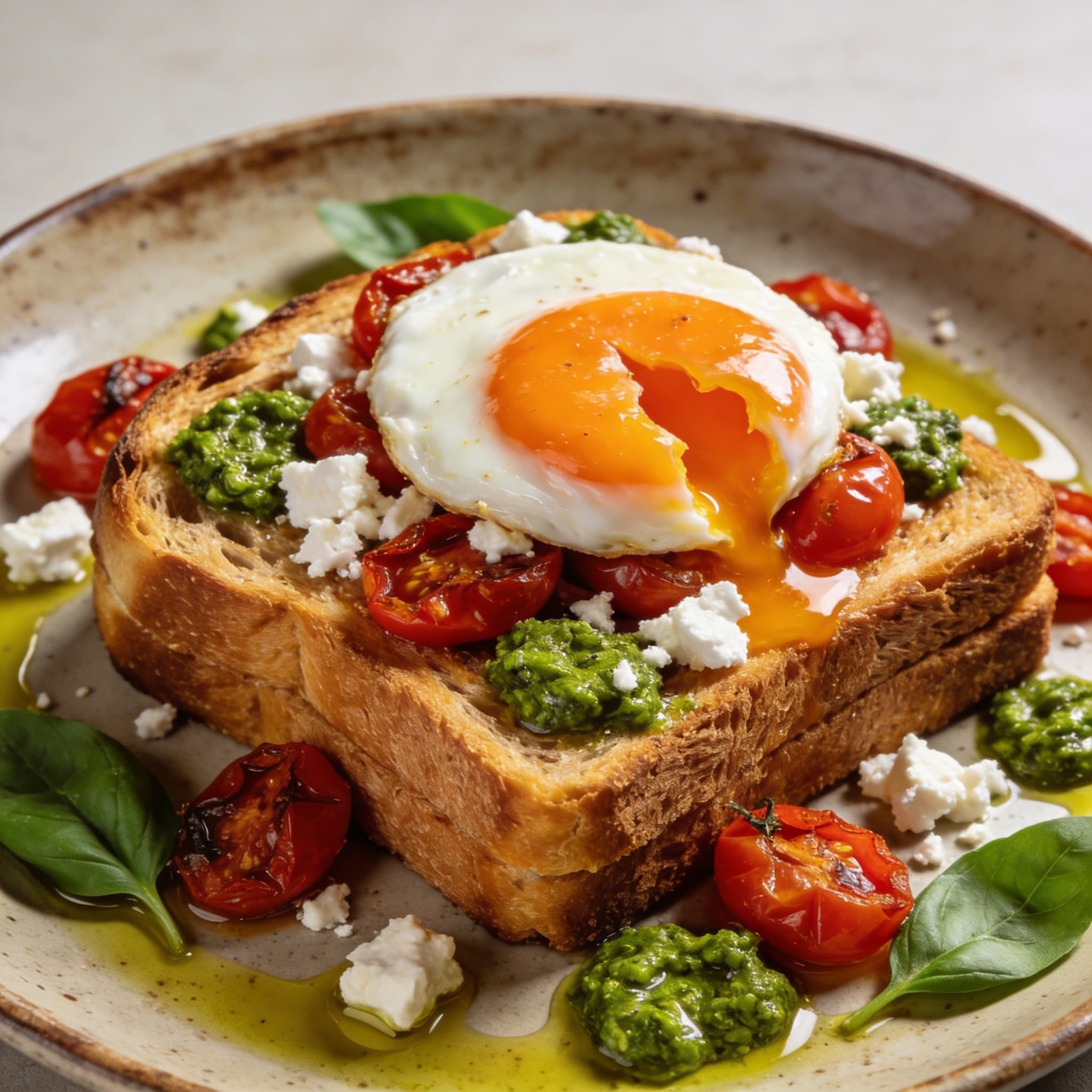 Savory Pesto French Toast with Jammy Eggs