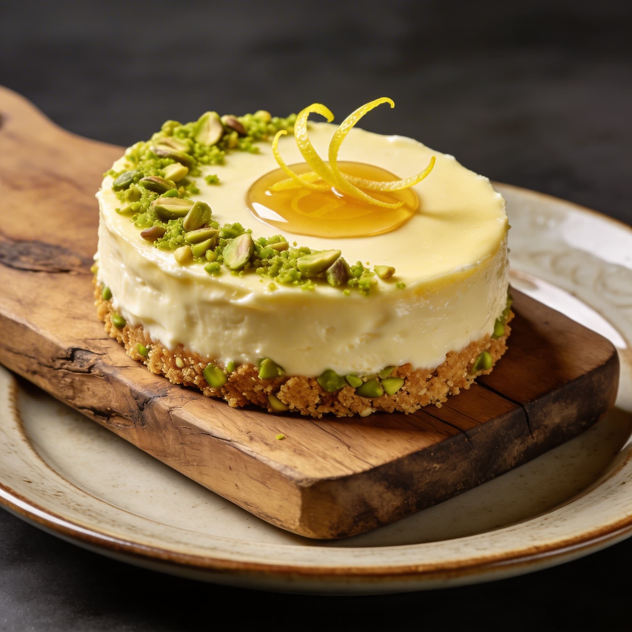 Zesty Greek Yogurt & Pistachio Cheesecake