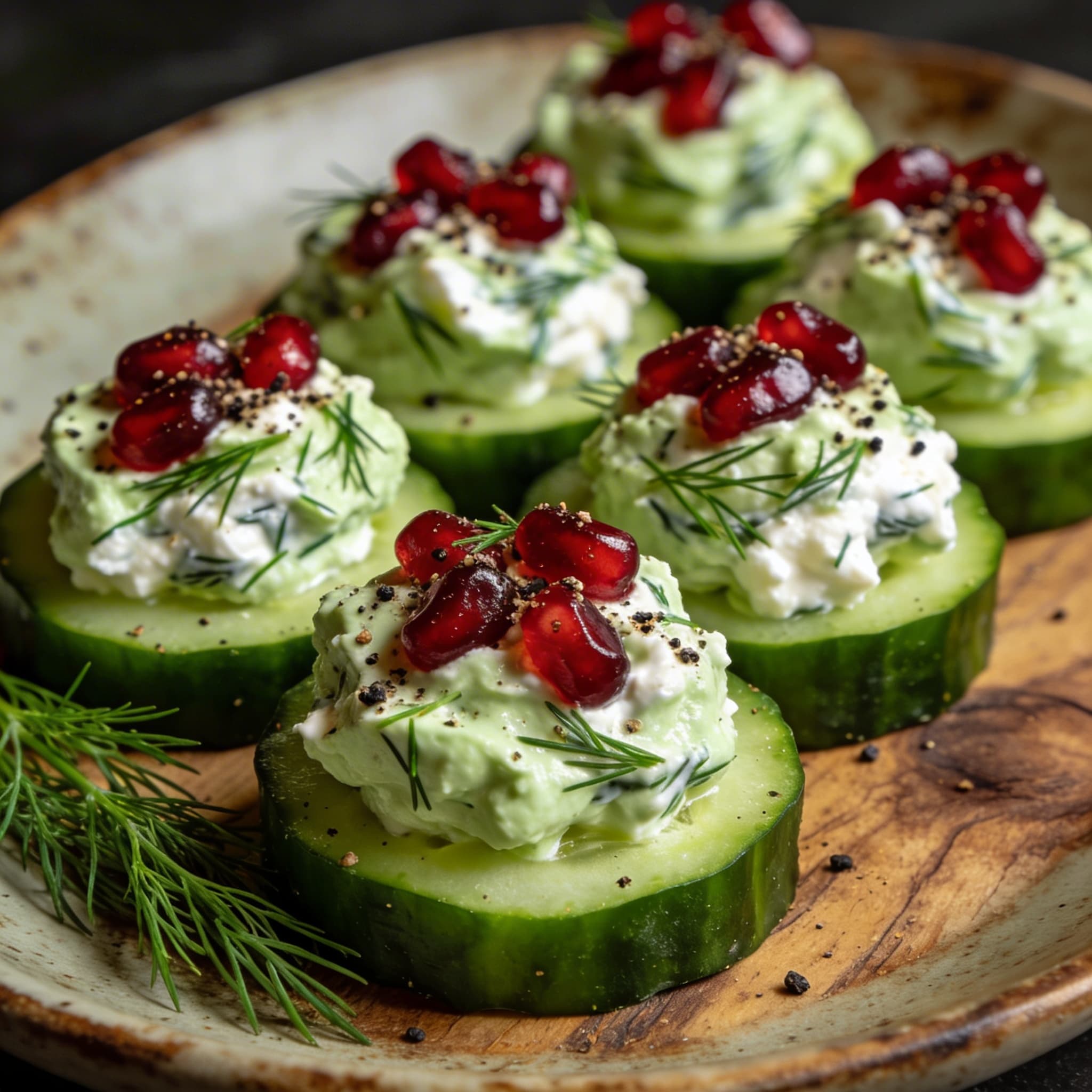 Zesty Feta & Pomegranate Cucumber Bites