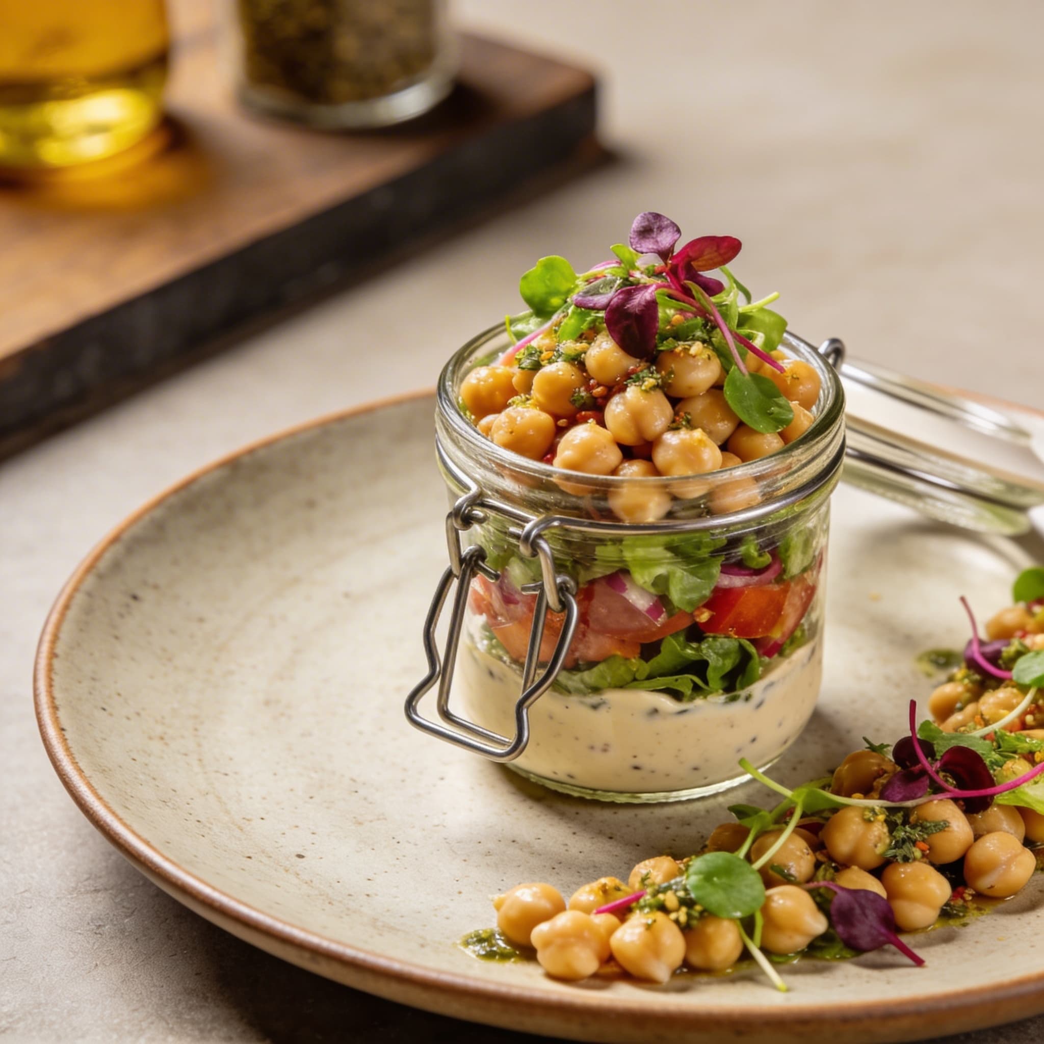 Zesty Chickpea & Tahini Mason Jar Salad