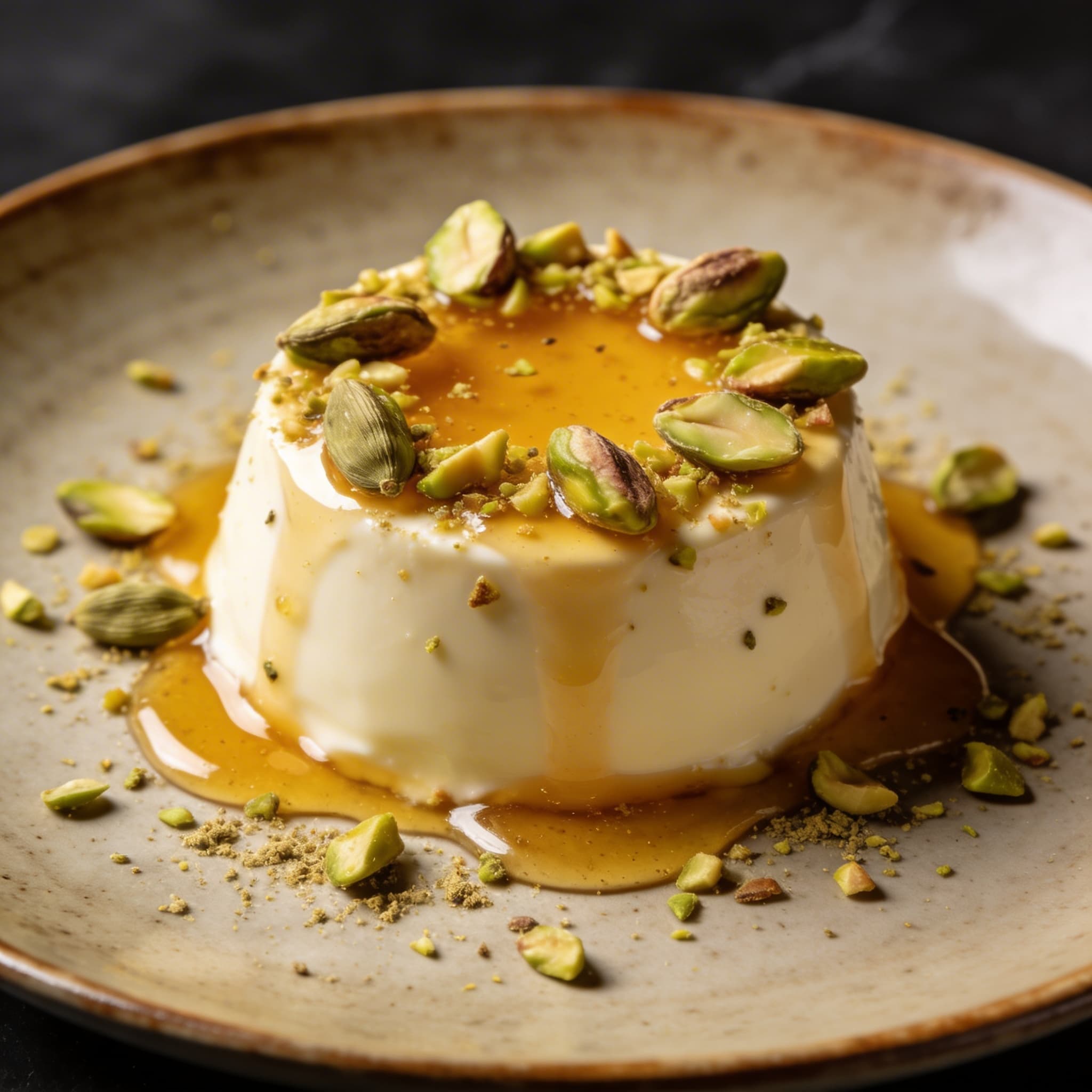Cardamom & Honey Panna Cotta with Toasted Pistachios